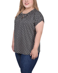 Plus Size Extended Sleeve Top With Grommets