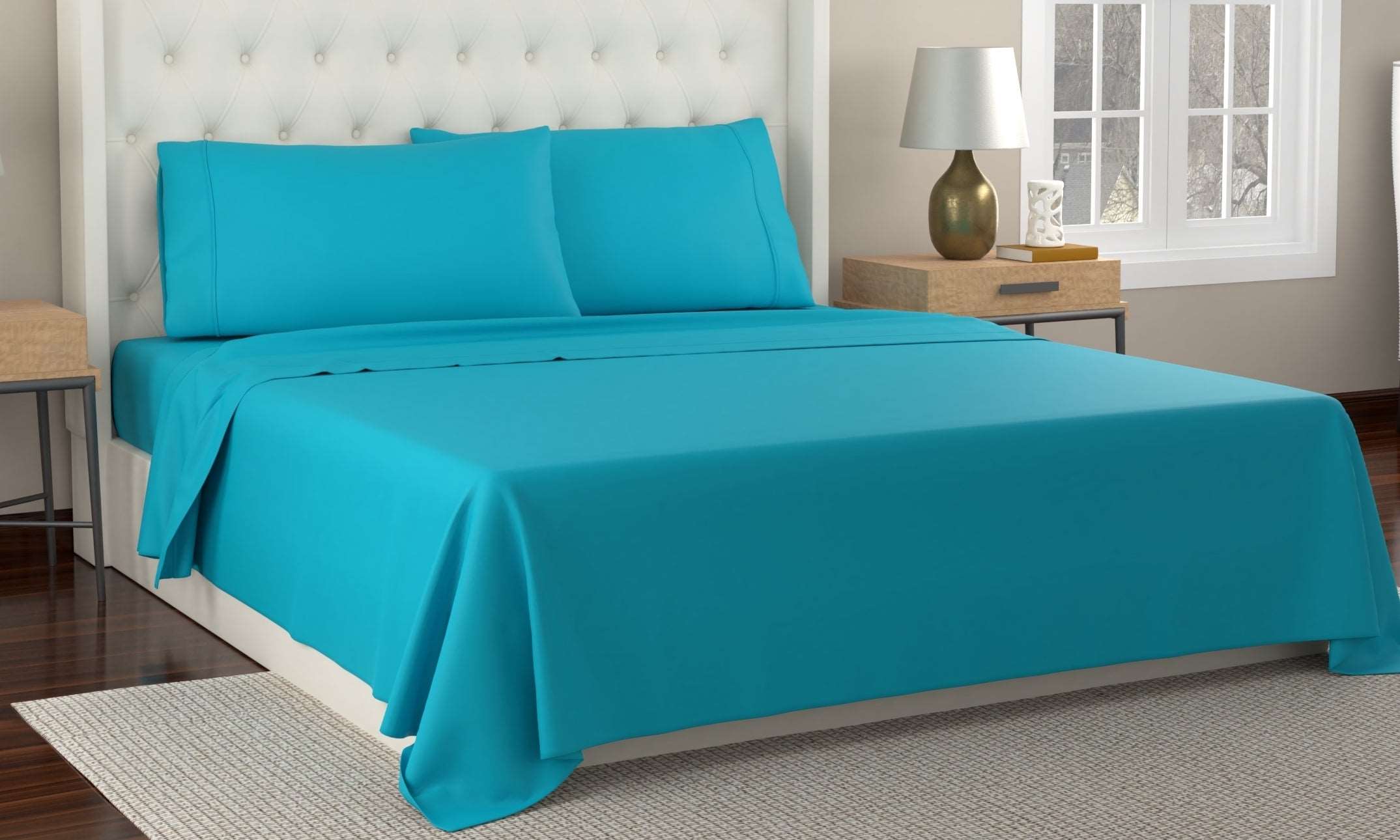  Kathy Ireland Home Kathy Ireland 300 Thread Count 100% Cotton Percale Sheet Set - Queen - Bonton