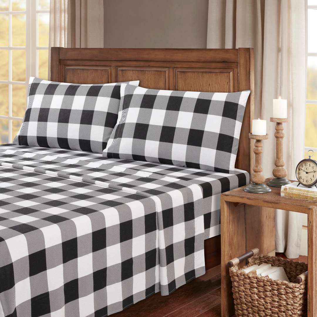  Kathy Ireland Home Kathy Ireland 100% Turkish Cotton Flannel Sheet Set - Buffalo Tartan - Bonton
