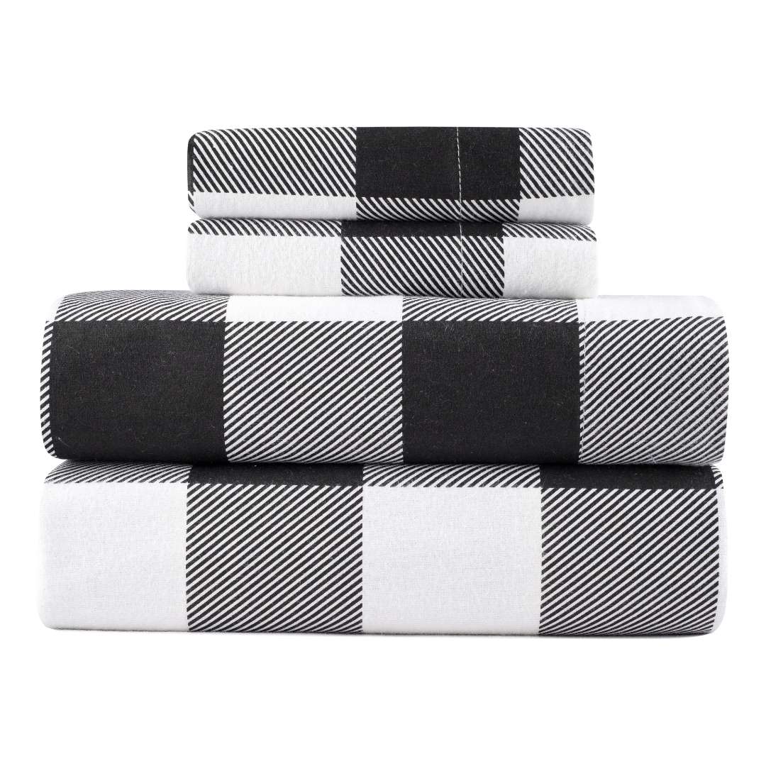  Kathy Ireland Home Kathy Ireland 100% Turkish Cotton Flannel Sheet Set - Buffalo Tartan - Bonton