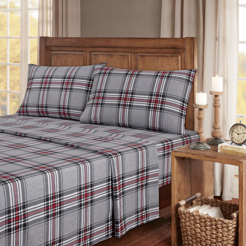  Kathy Ireland Home Kathy Ireland 100% Turkish Cotton Flannel Sheet Set - Buffalo Tartan - Bonton