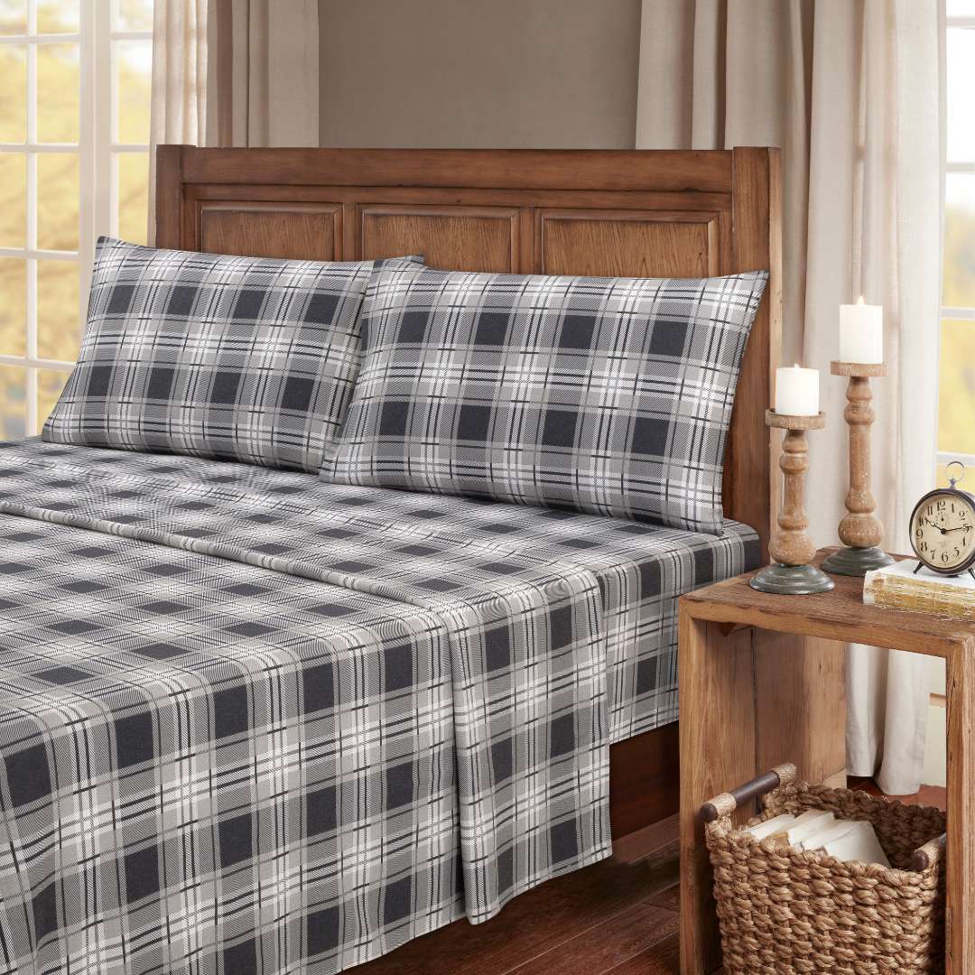  Kathy Ireland Home Kathy Ireland 100% Turkish Cotton Flannel Sheet Set - Buffalo Tartan - Bonton