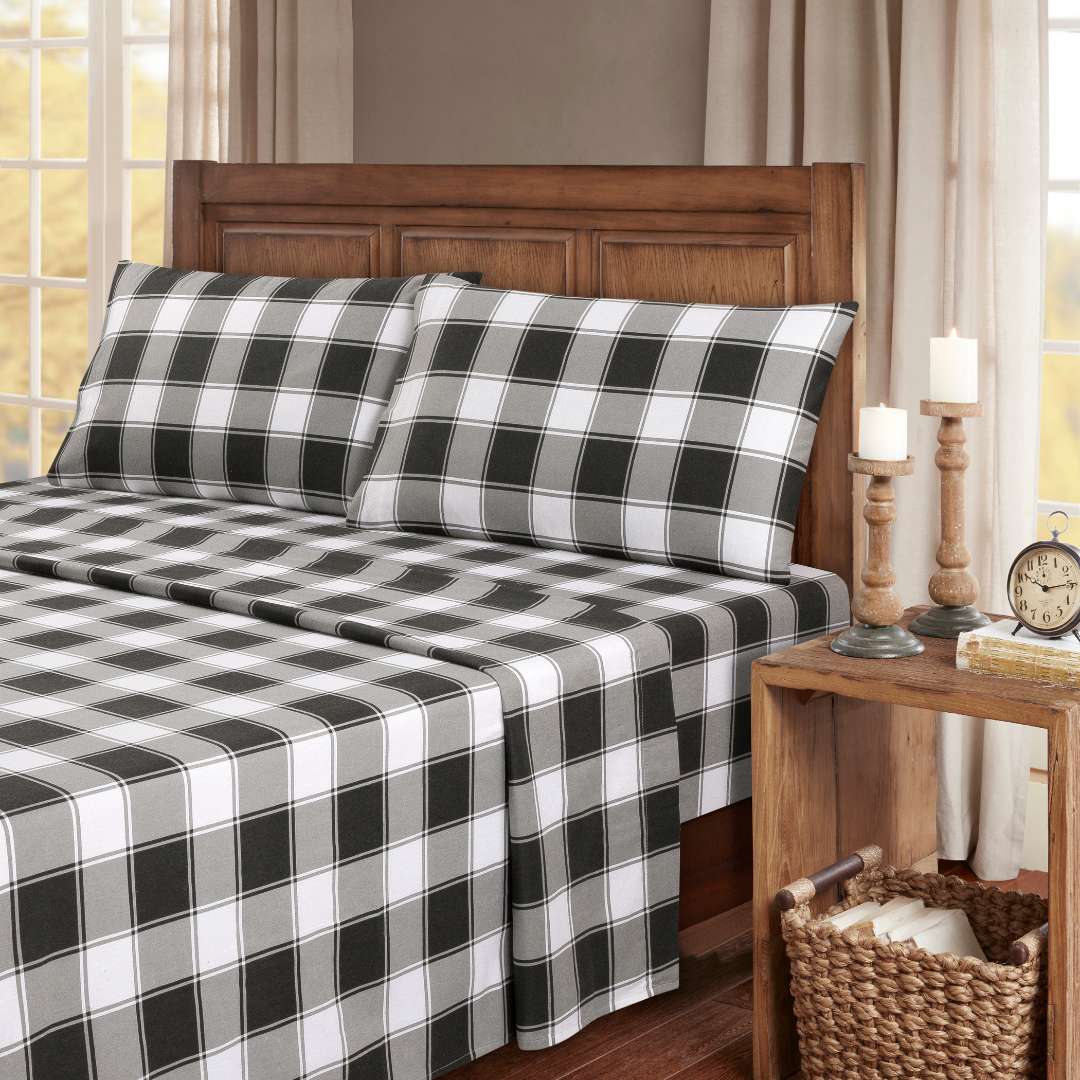  Kathy Ireland Home Kathy Ireland 100% Turkish Cotton Flannel Sheet Set - Buffalo Tartan - Bonton