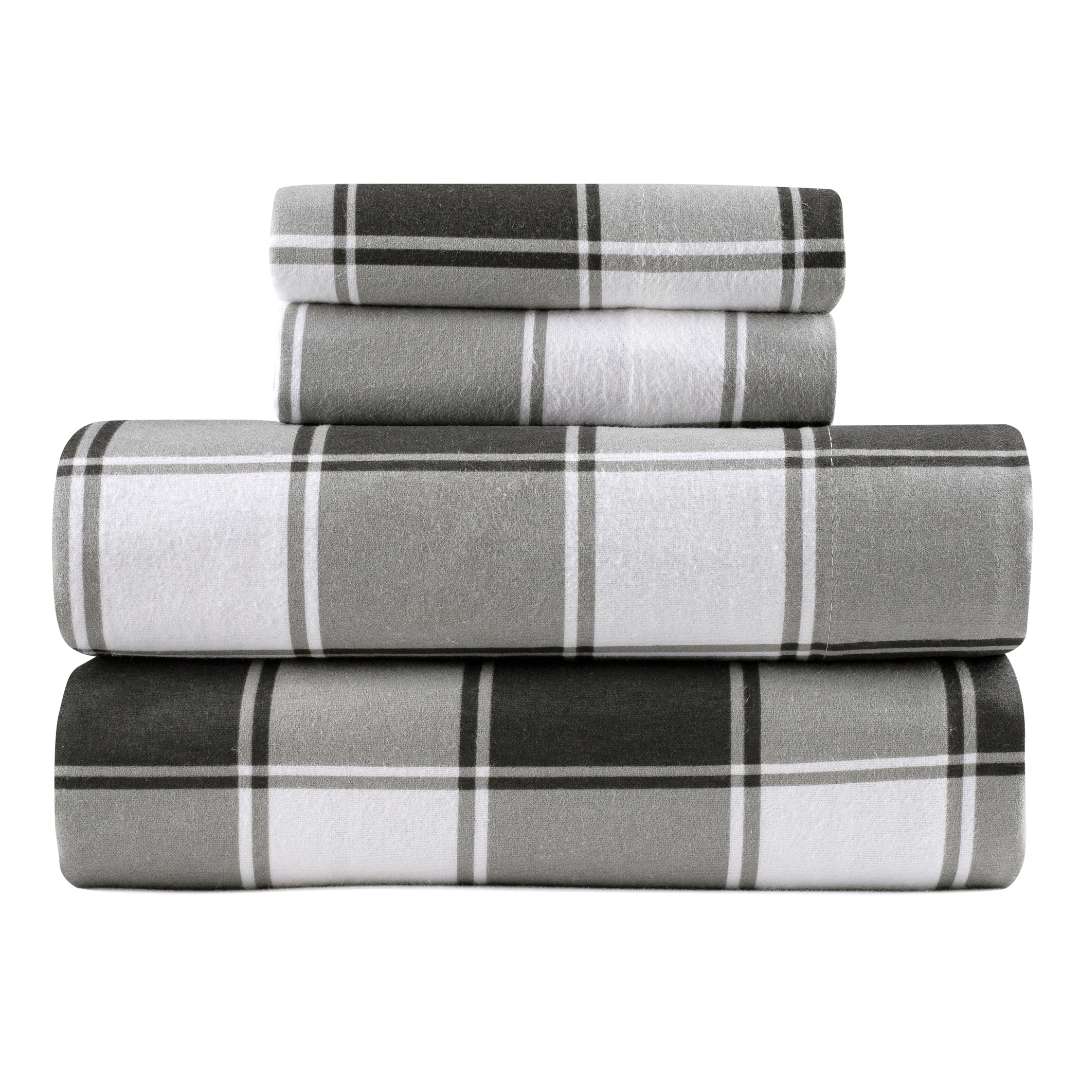  Kathy Ireland Home Kathy Ireland 100% Turkish Cotton Flannel Sheet Set - Buffalo Tartan - Bonton
