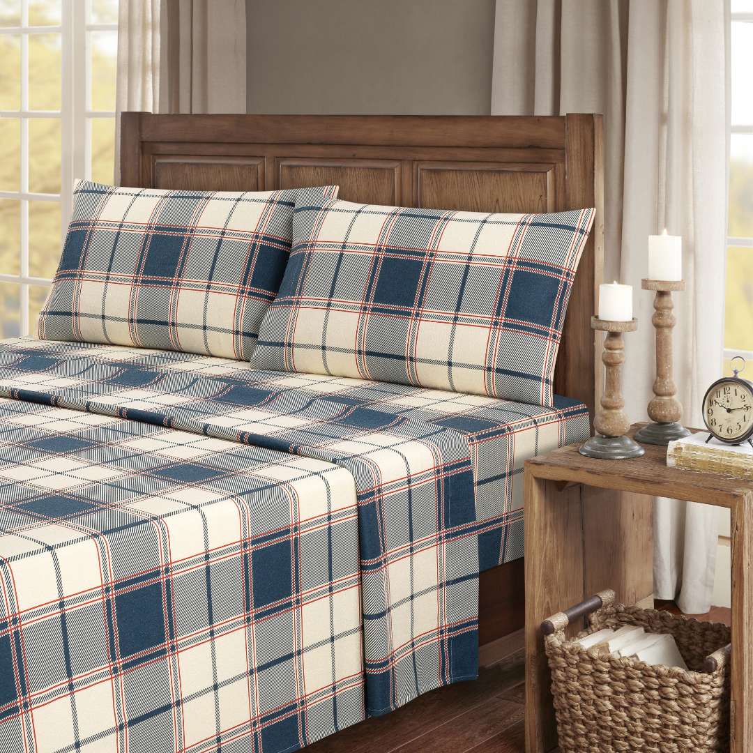  Kathy Ireland Home Kathy Ireland 100% Turkish Cotton Flannel Sheet Set - Buffalo Tartan - Bonton