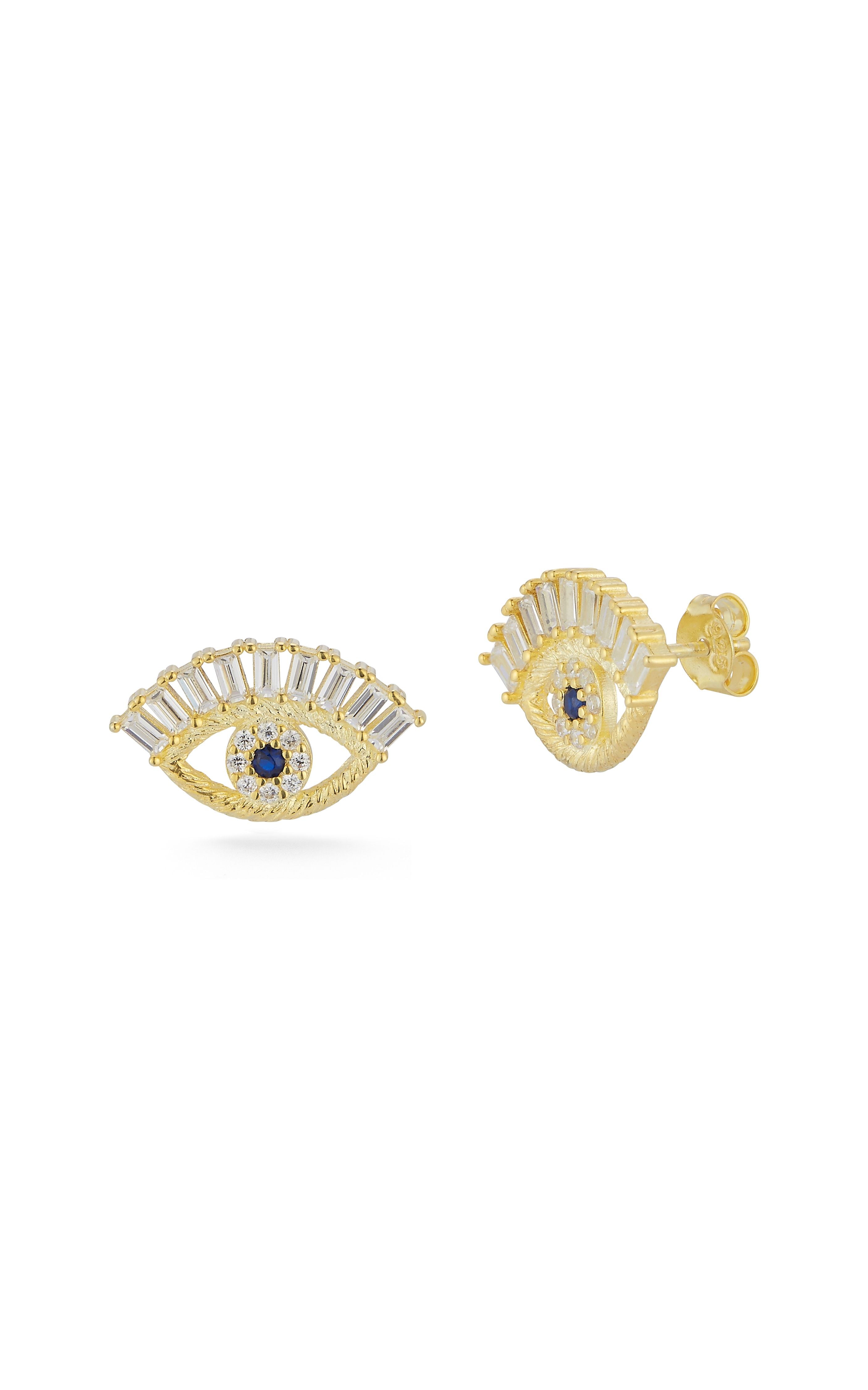  Relativity Evil Eye Stud Earrings - Silver - Bonton