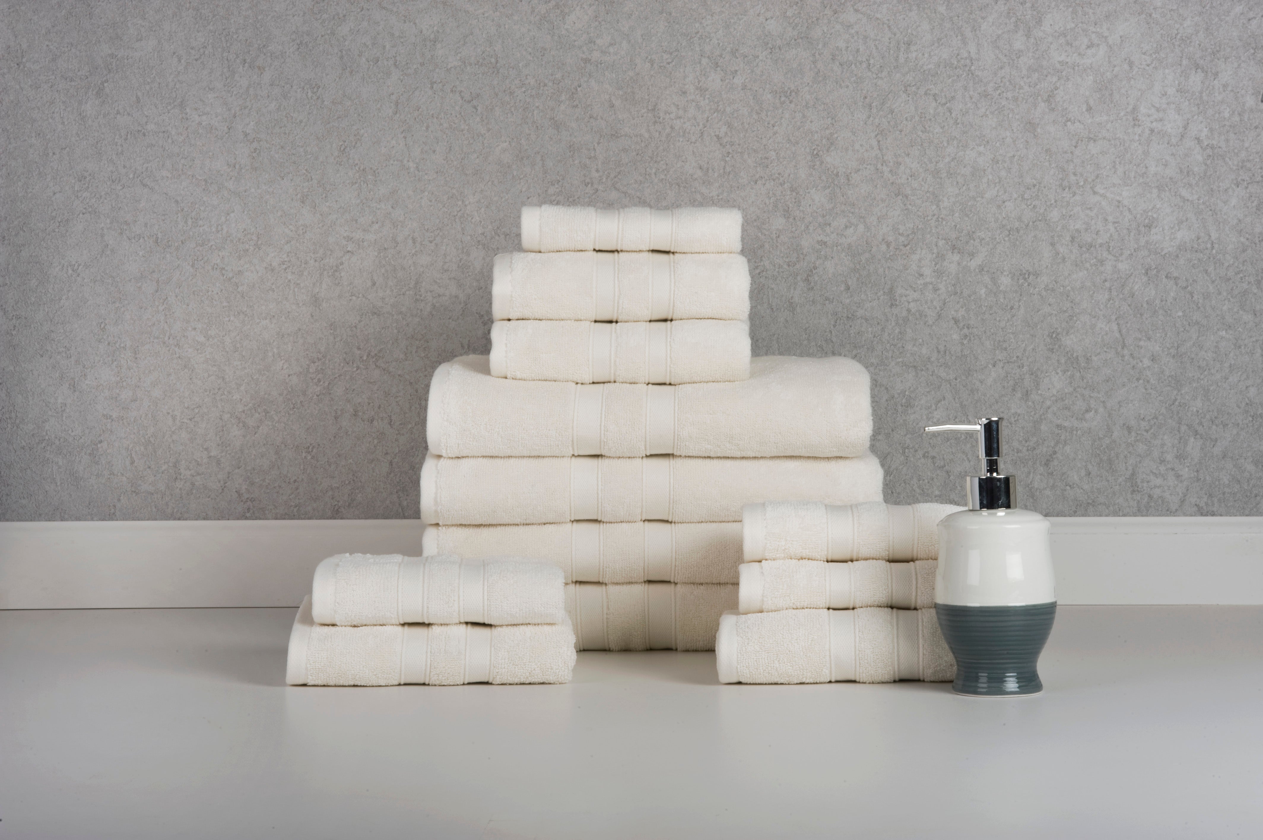  Bibb Home Bibb Home 12 Piece Egyptian Cotton Towel Set. - Popcorn White - Bonton
