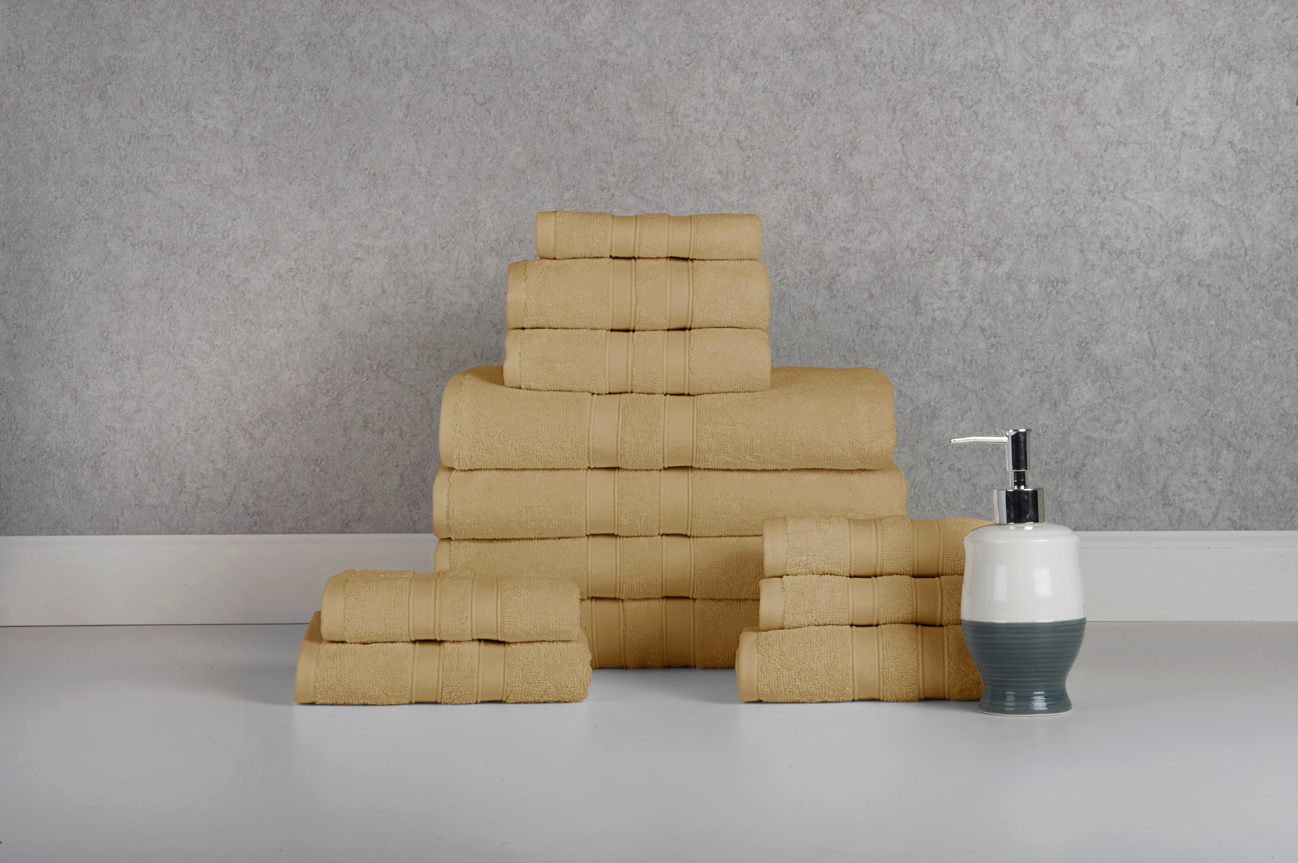  Bibb Home Bibb Home 12 Piece Egyptian Cotton Towel Set. - Popcorn White - Bonton