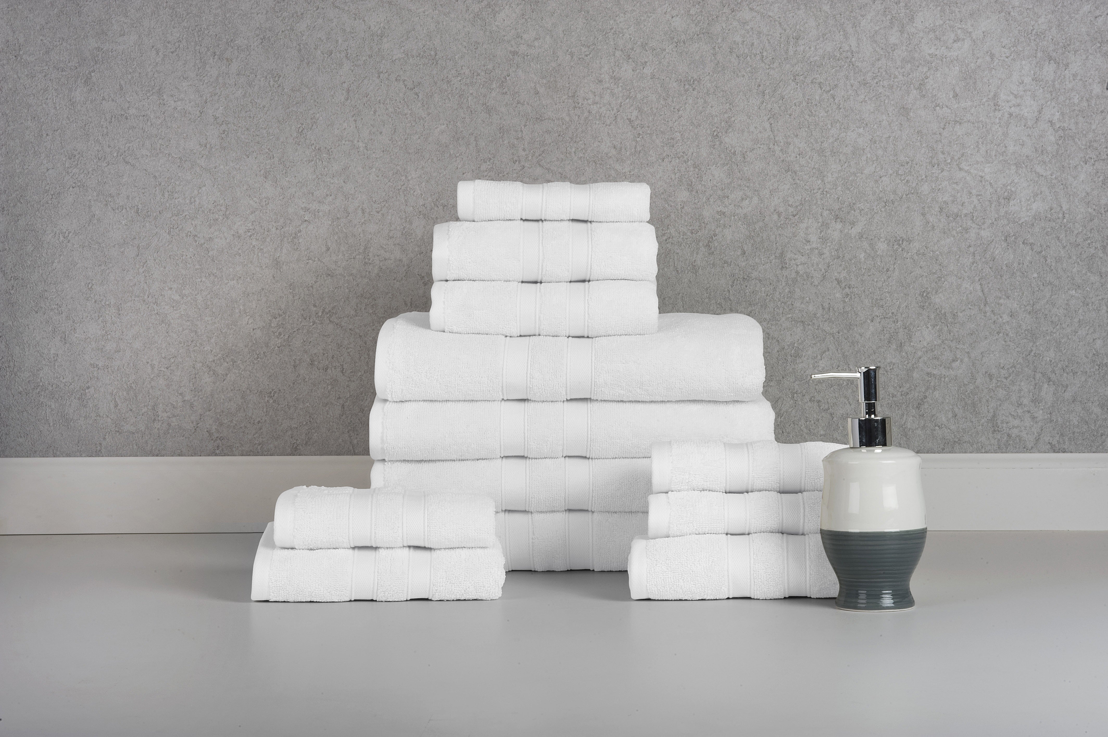  Bibb Home Bibb Home 12 Piece Egyptian Cotton Towel Set. - Popcorn White - Bonton