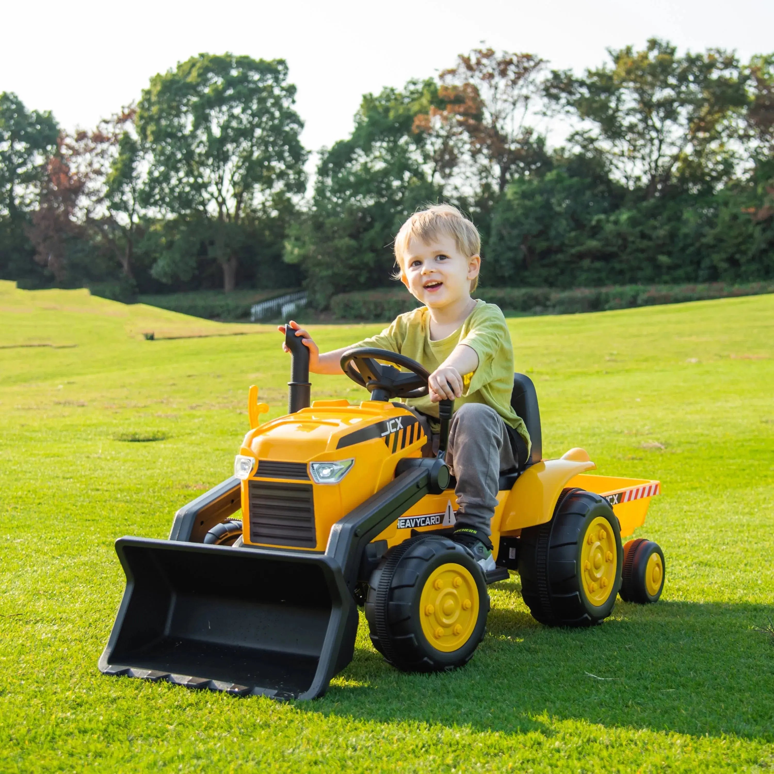  Freddo 12V Freddo Excavator 1 Seater Ride-On - Yellow - Bonton