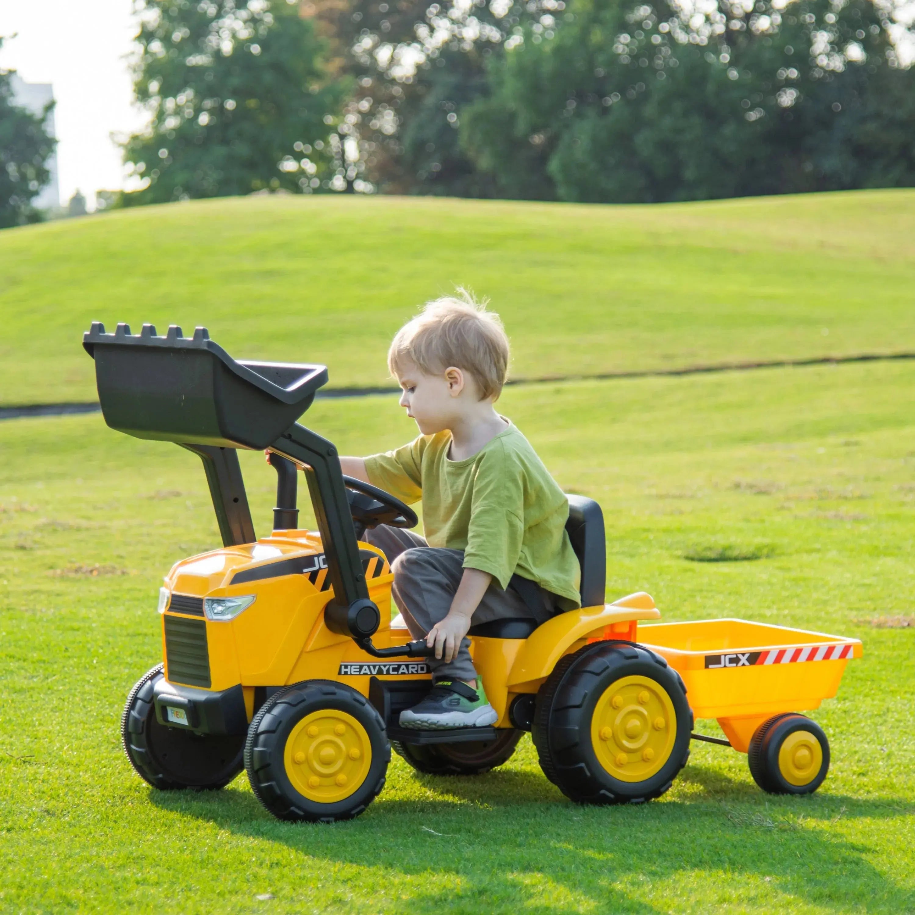  Freddo 12V Freddo Excavator 1 Seater Ride-On - Yellow - Bonton