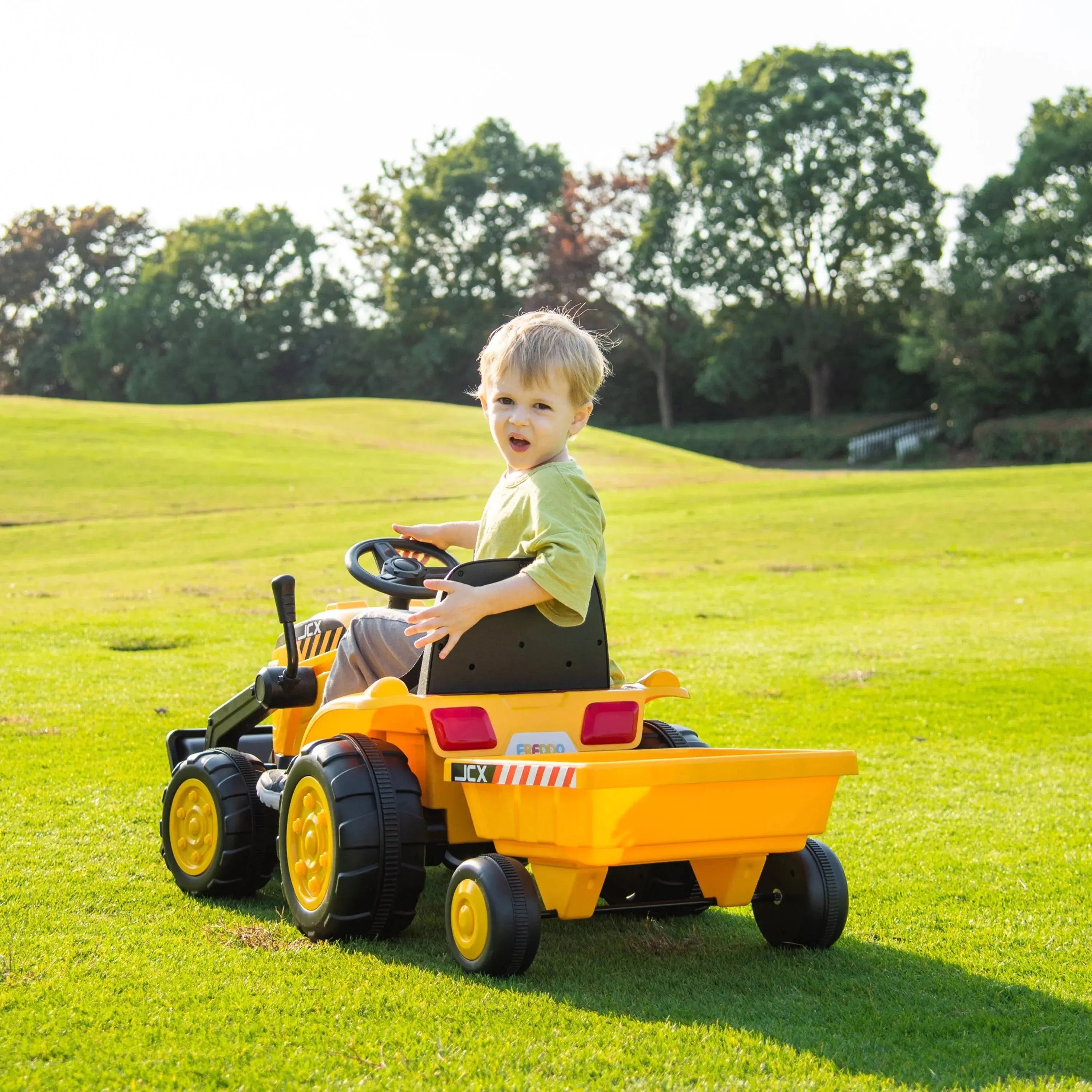  Freddo 12V Freddo Excavator 1 Seater Ride-On - Yellow - Bonton