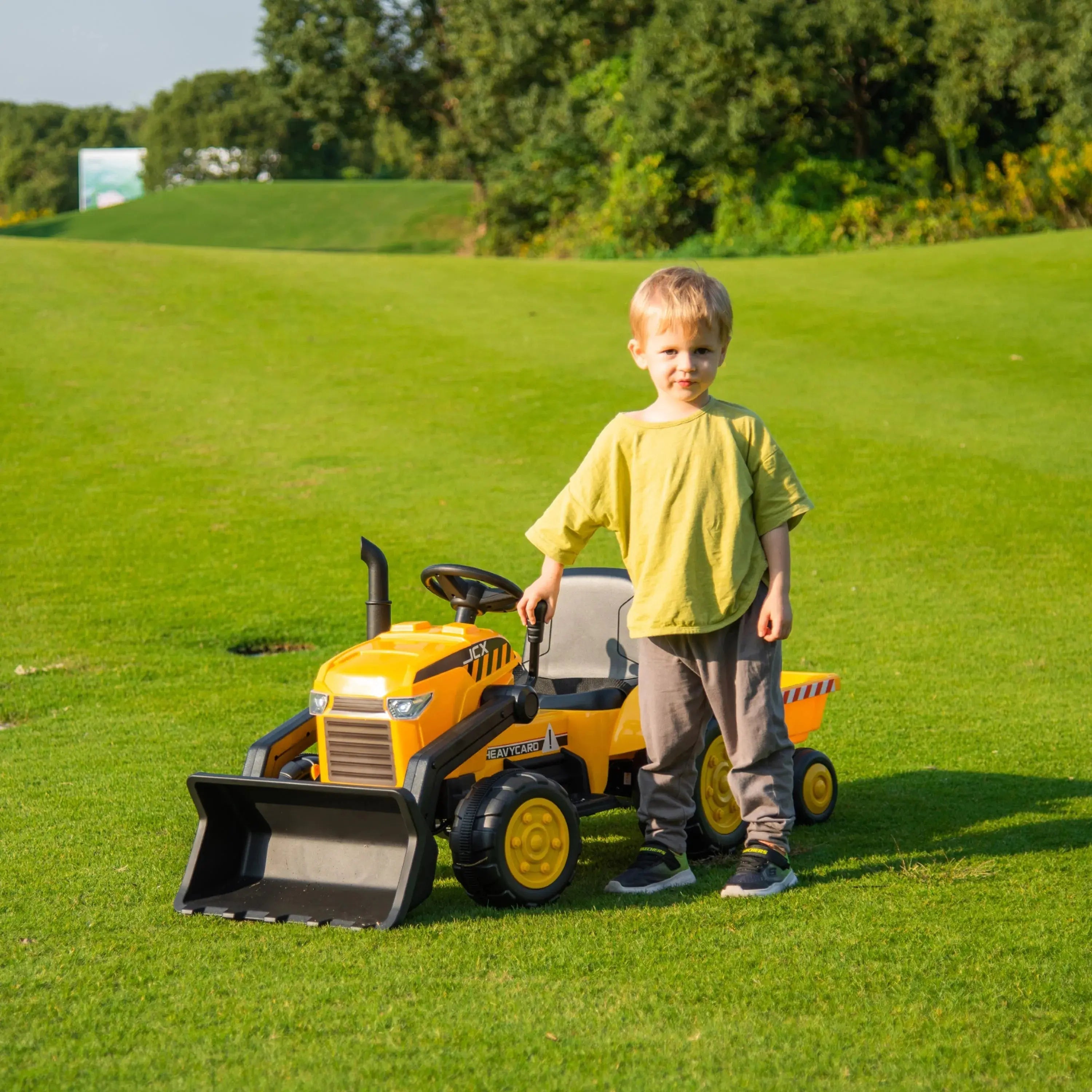  Freddo 12V Freddo Excavator 1 Seater Ride-On - Yellow - Bonton