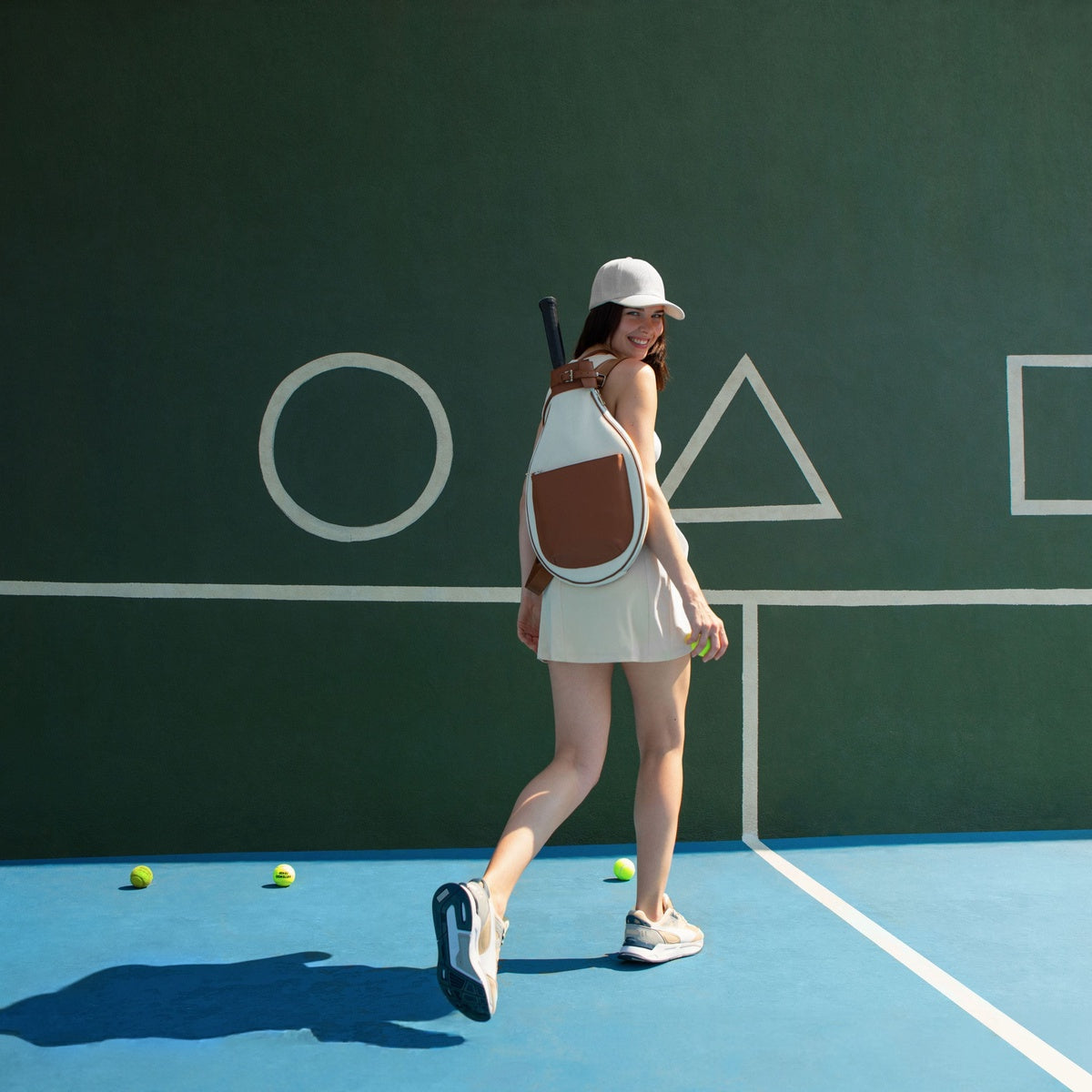  Jurgi Tennis Backpack - Beige Canvas & Leather - Beige - Bonton