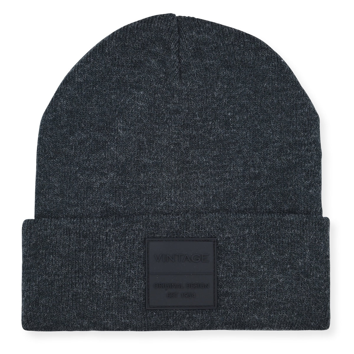  Vintage Havana Vintage Havana Heather Grey Beanie for Women & Men | Thick Cuffed Knitted Winter Hat Beanies Unisex Skull Caps| Vintage Logo Patch - Default Title - Bonton
