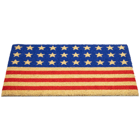 Americana Stripes and Stars Coir Outdoor Doormat - 18" X 30"