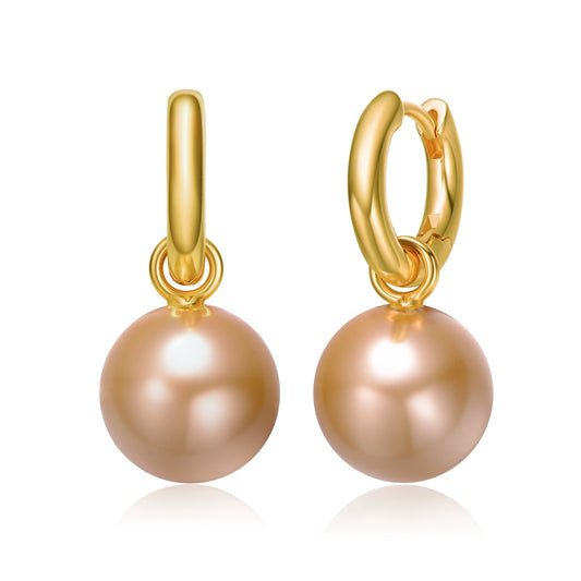 Colored Round Pearl Huggie Earrings