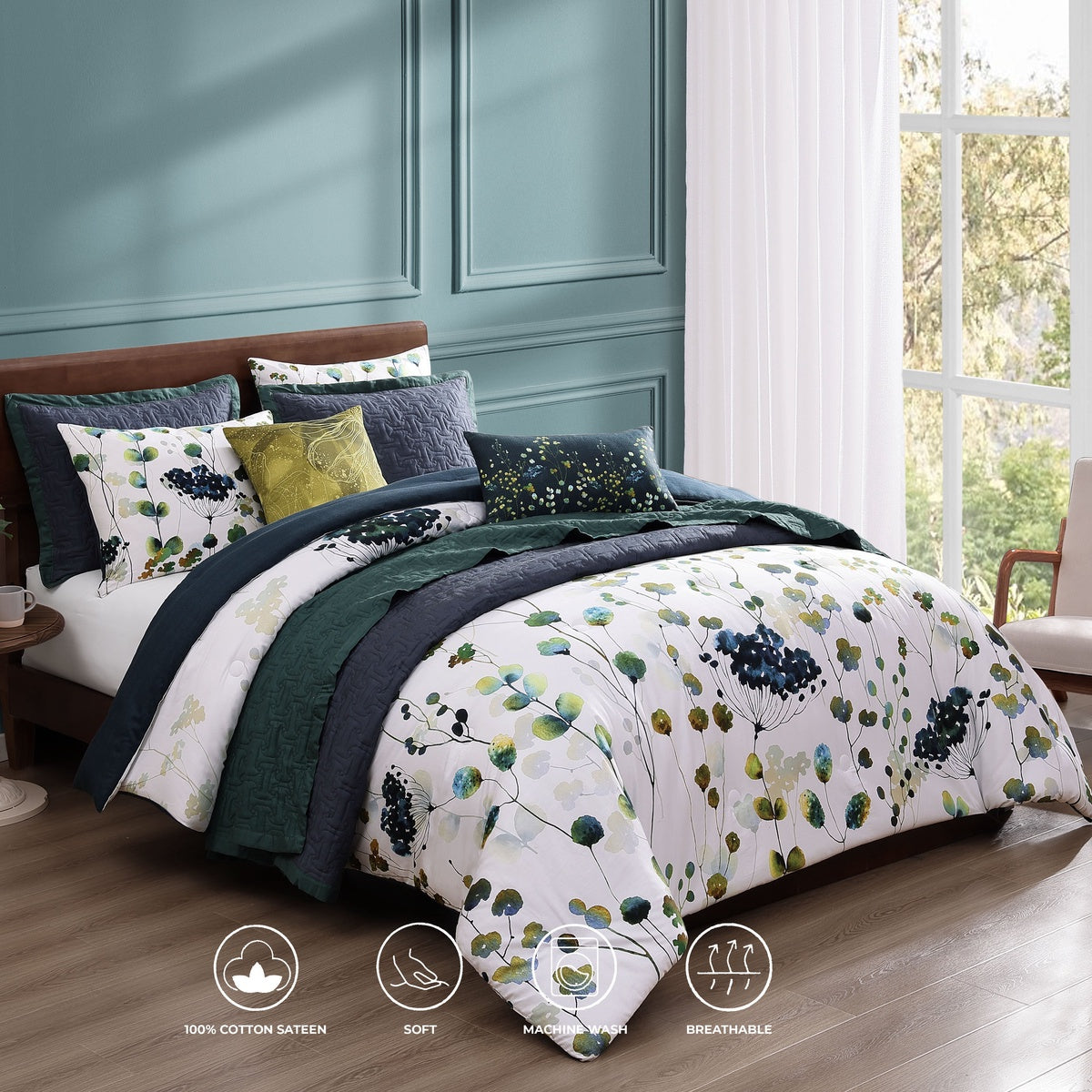  Bebejan Bebejan Abstract Vines 8 Piece Reversible Comforter & Coverlet Set - QUEEN - Bonton