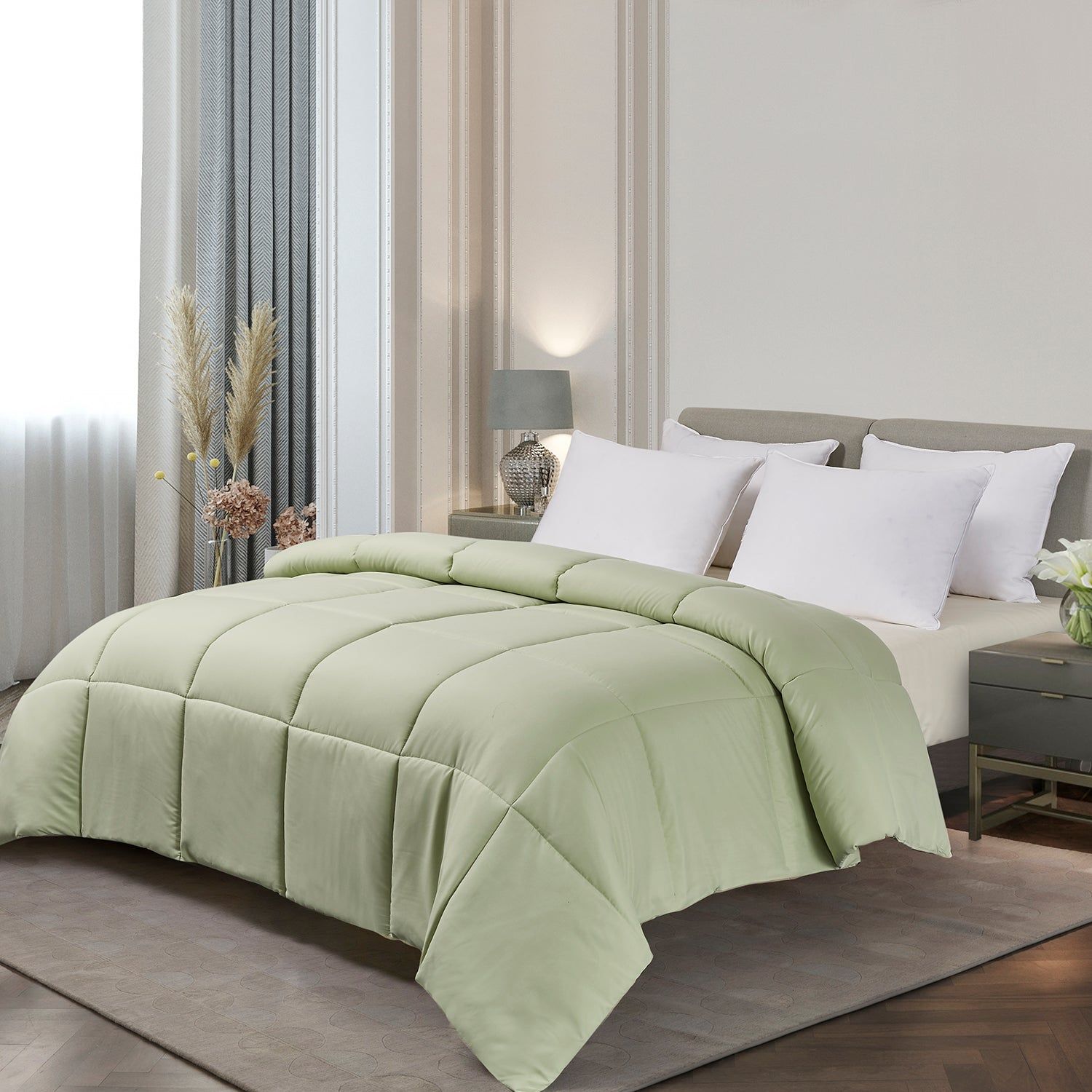  Blue Ridge Home Fashions All Seasons Solid Color Microfiber Comforter - Sage - Bonton