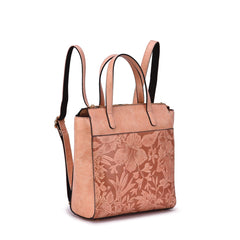 Shia 3D Embossed Floral Convertible Shoulder Bag/Backpack