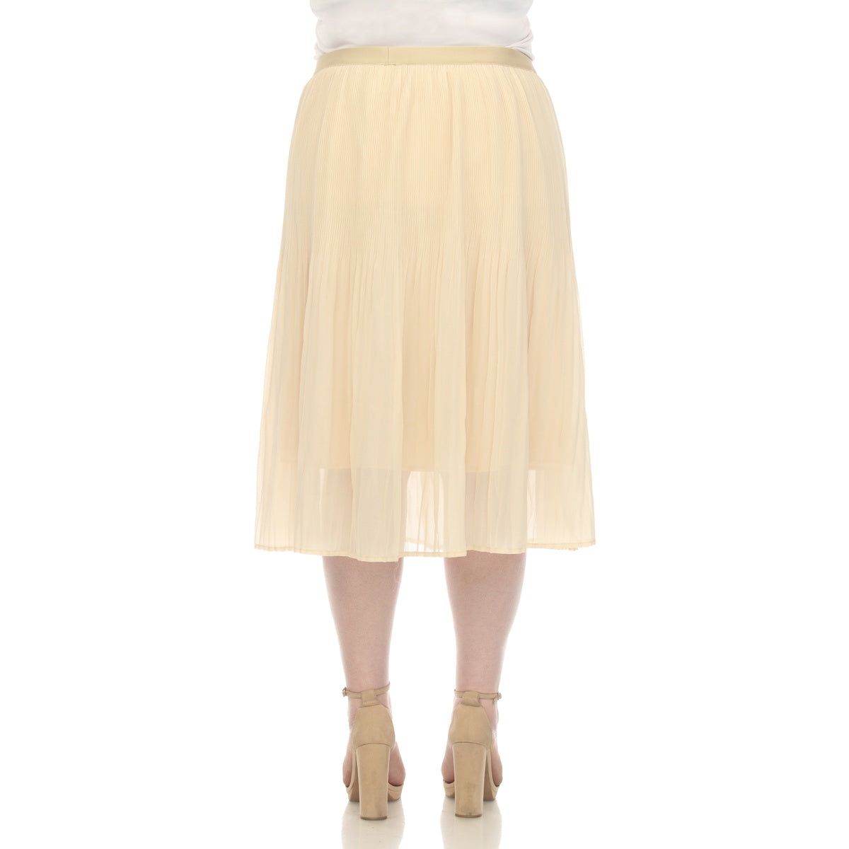  White Mark Plus Size Pleated Chiffon Midi Skirt - 1X - Bonton