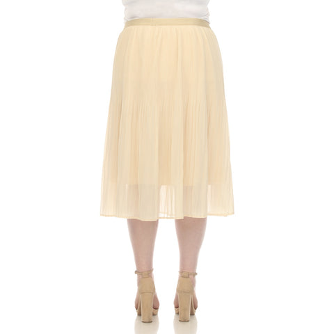 Plus Size Pleated Chiffon Midi Skirt