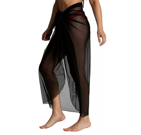 InstantFigure Long Sheer Mesh Cover-Up Sarong 33631