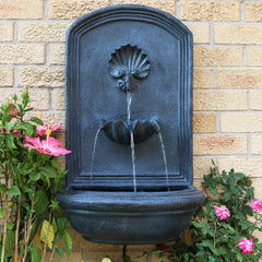 27"H Solar Only Polystone Seaside Wall-Mount Water Fountain