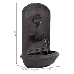 27"H Solar Only Polystone Seaside Wall-Mount Water Fountain