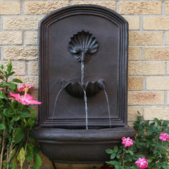 27"H Solar Only Polystone Seaside Wall-Mount Water Fountain