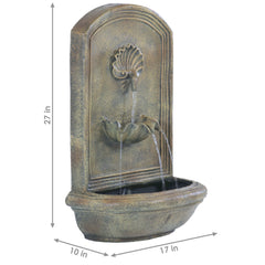 27"H Solar Only Polystone Seaside Wall-Mount Water Fountain