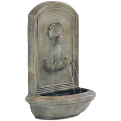 27"H Electric Polystone Seaside Wall-Mount Water Fountain