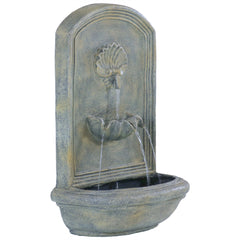 27"H Solar Only Polystone Seaside Wall-Mount Water Fountain