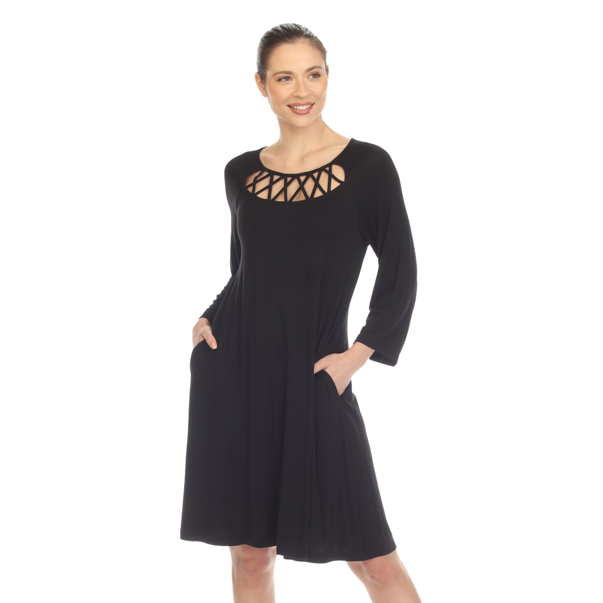  White Mark Women's Criss Cross Neckline Swing Midi Dress - XL - Bonton