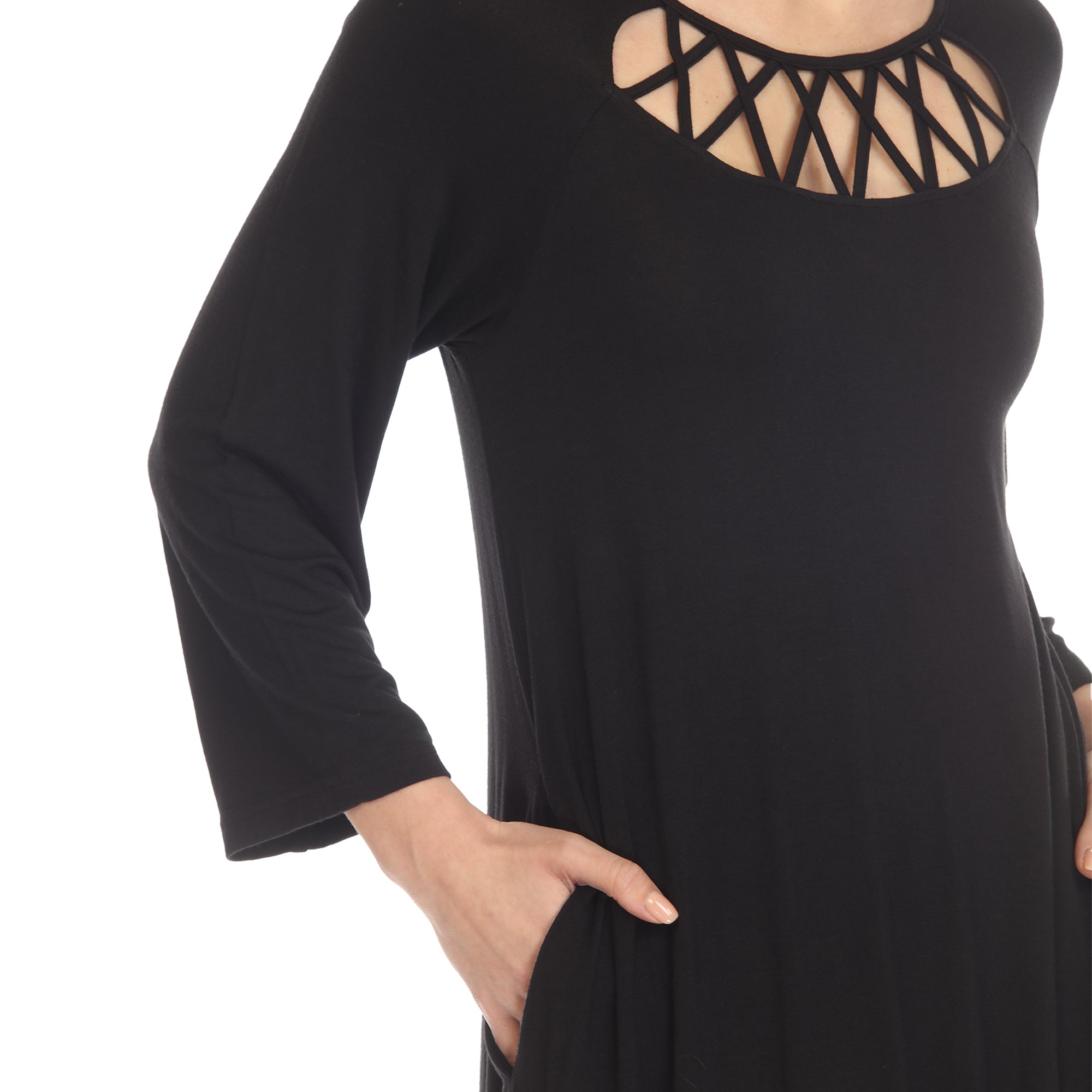  White Mark Women's Criss Cross Neckline Swing Midi Dress - XL - Bonton