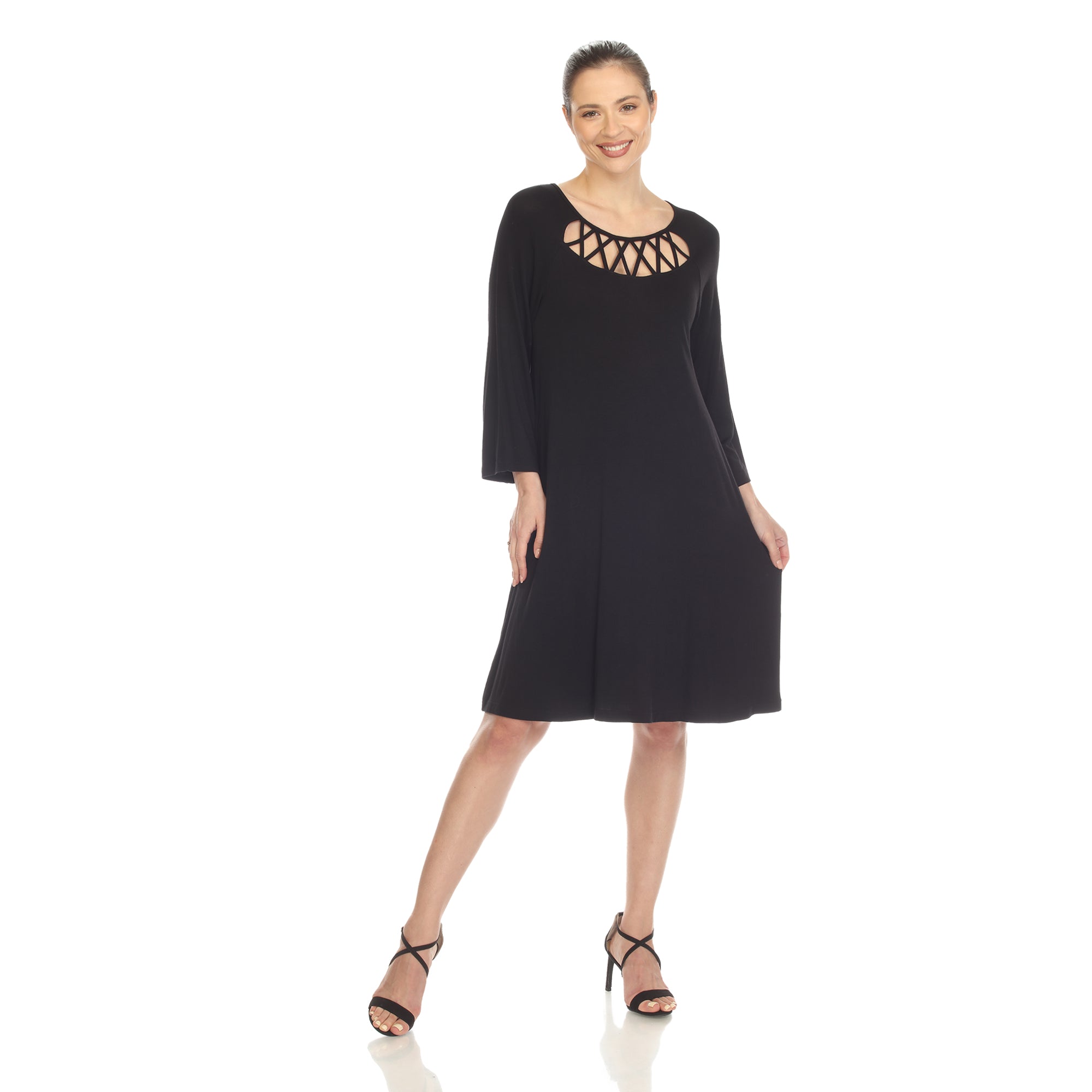  White Mark Women's Criss Cross Neckline Swing Midi Dress - XL - Bonton