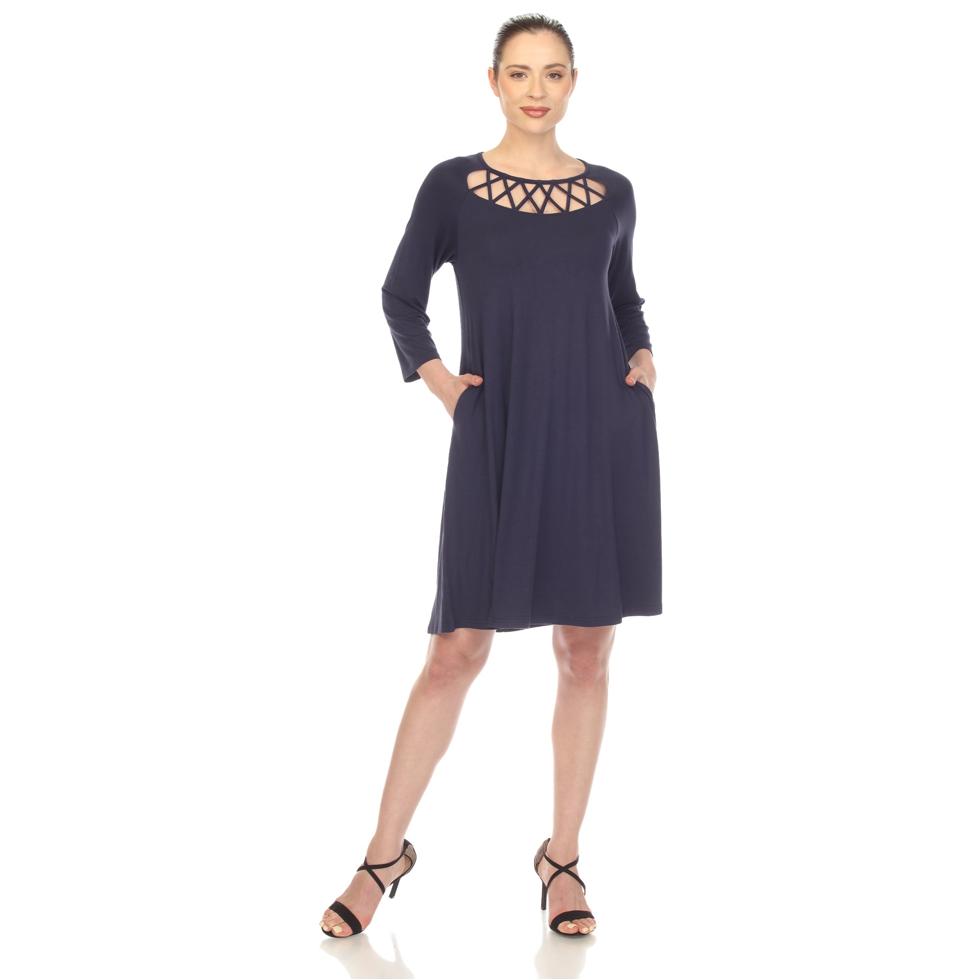 White Mark Women's Criss Cross Neckline Swing Midi Dress - XL - Bonton