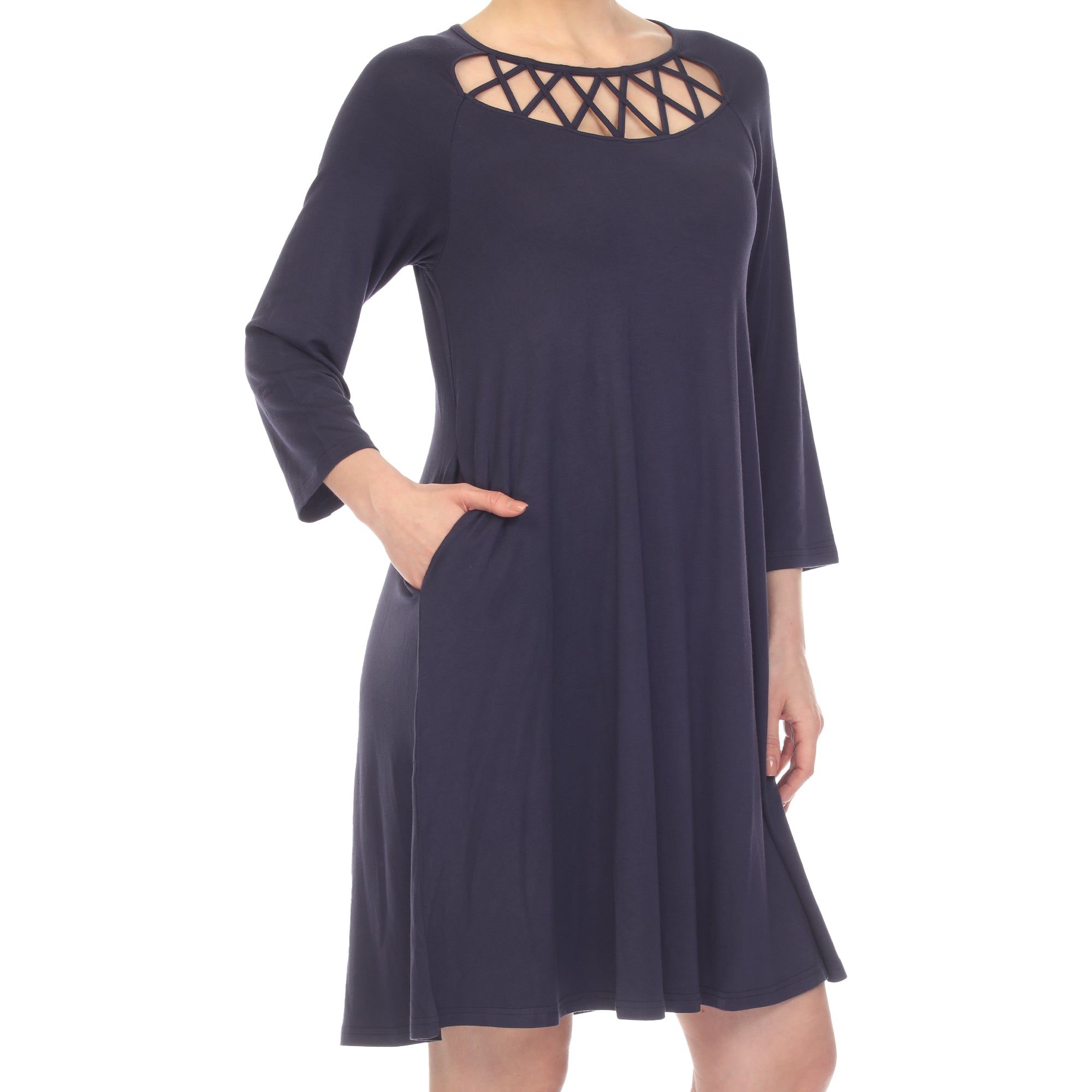  White Mark Women's Criss Cross Neckline Swing Midi Dress - XL - Bonton