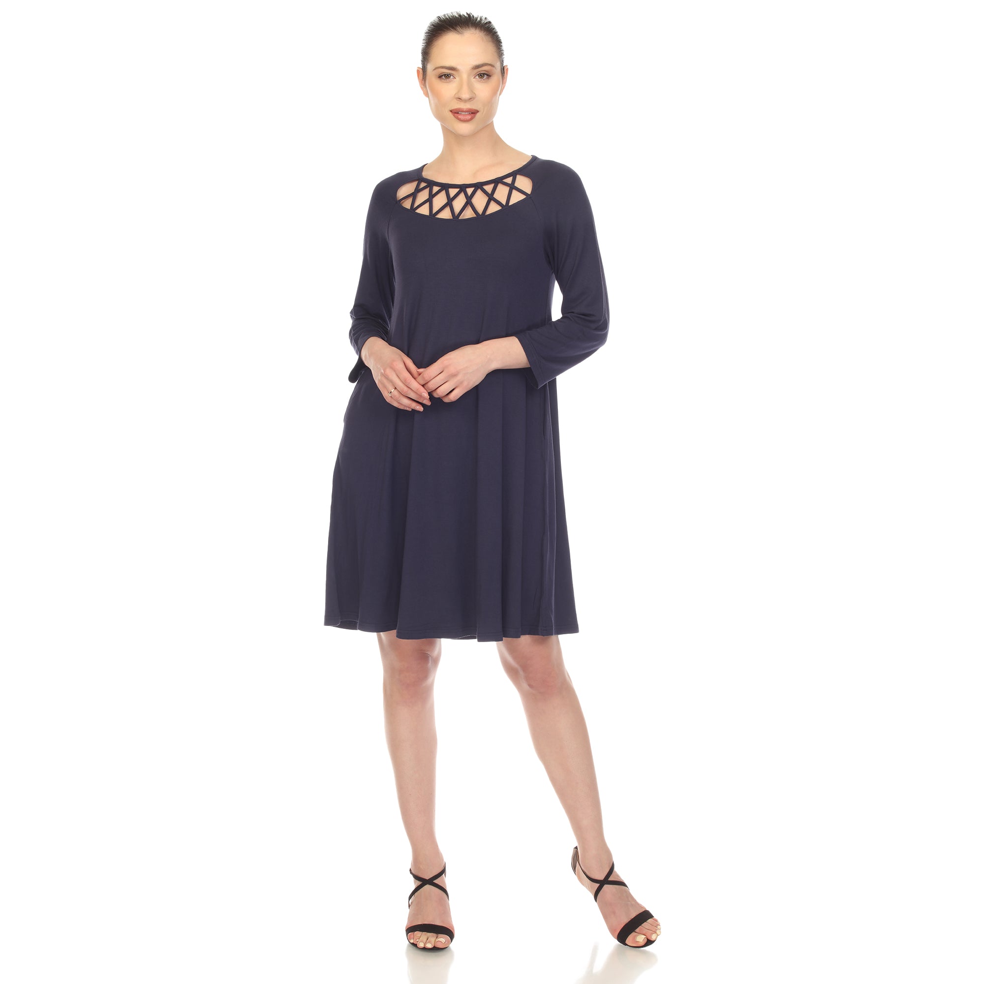  White Mark Women's Criss Cross Neckline Swing Midi Dress - XL - Bonton