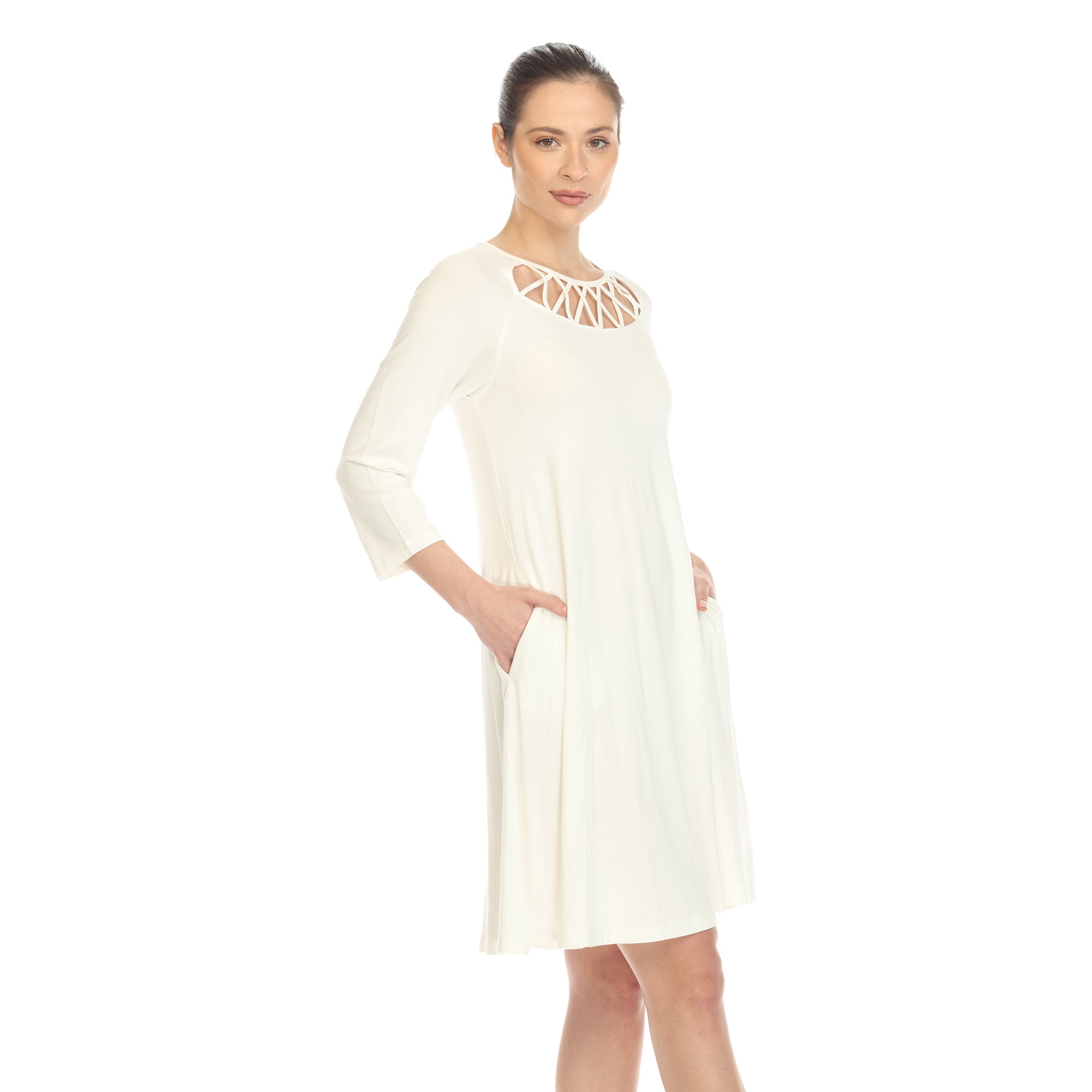  White Mark Women's Criss Cross Neckline Swing Midi Dress - XL - Bonton