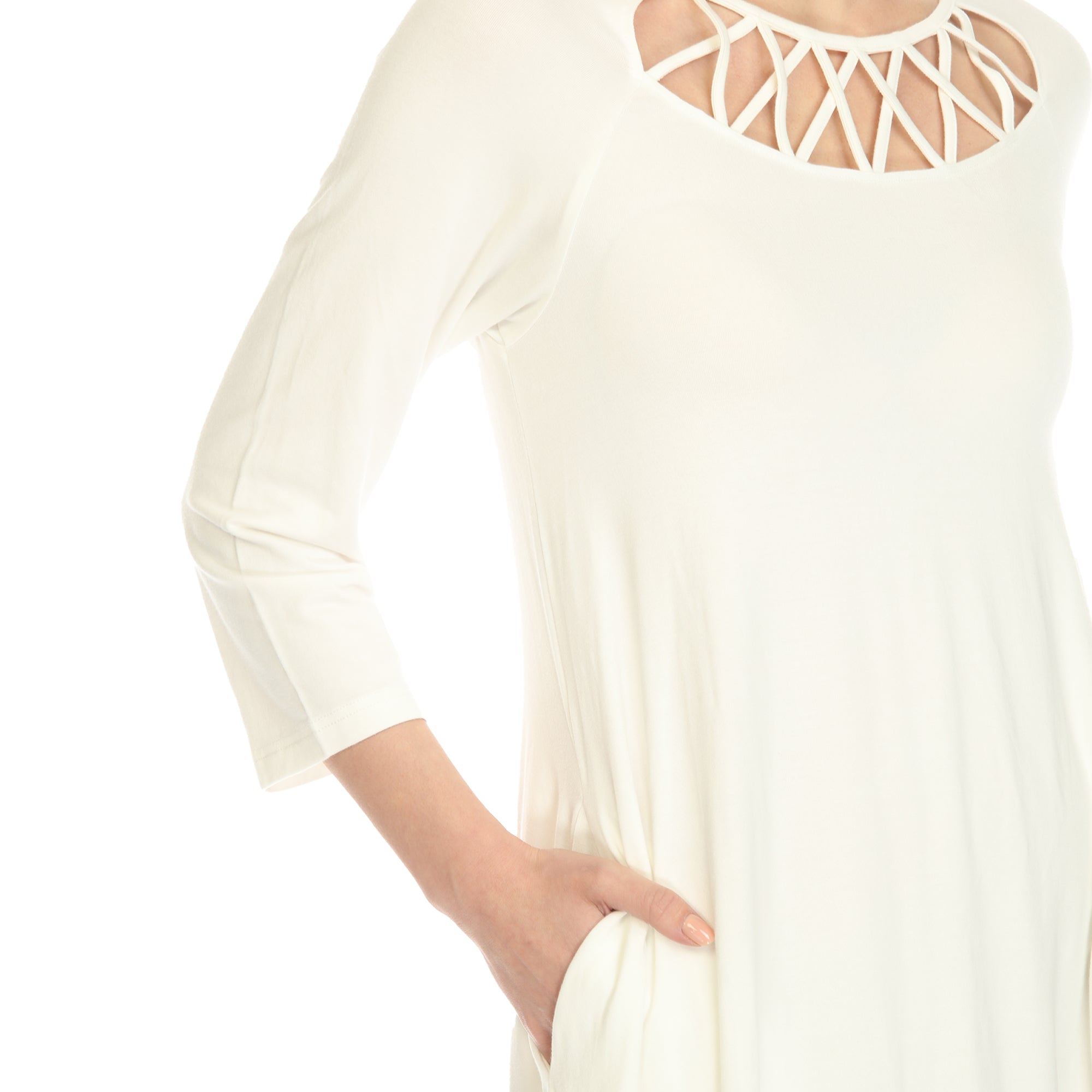  White Mark Women's Criss Cross Neckline Swing Midi Dress - XL - Bonton