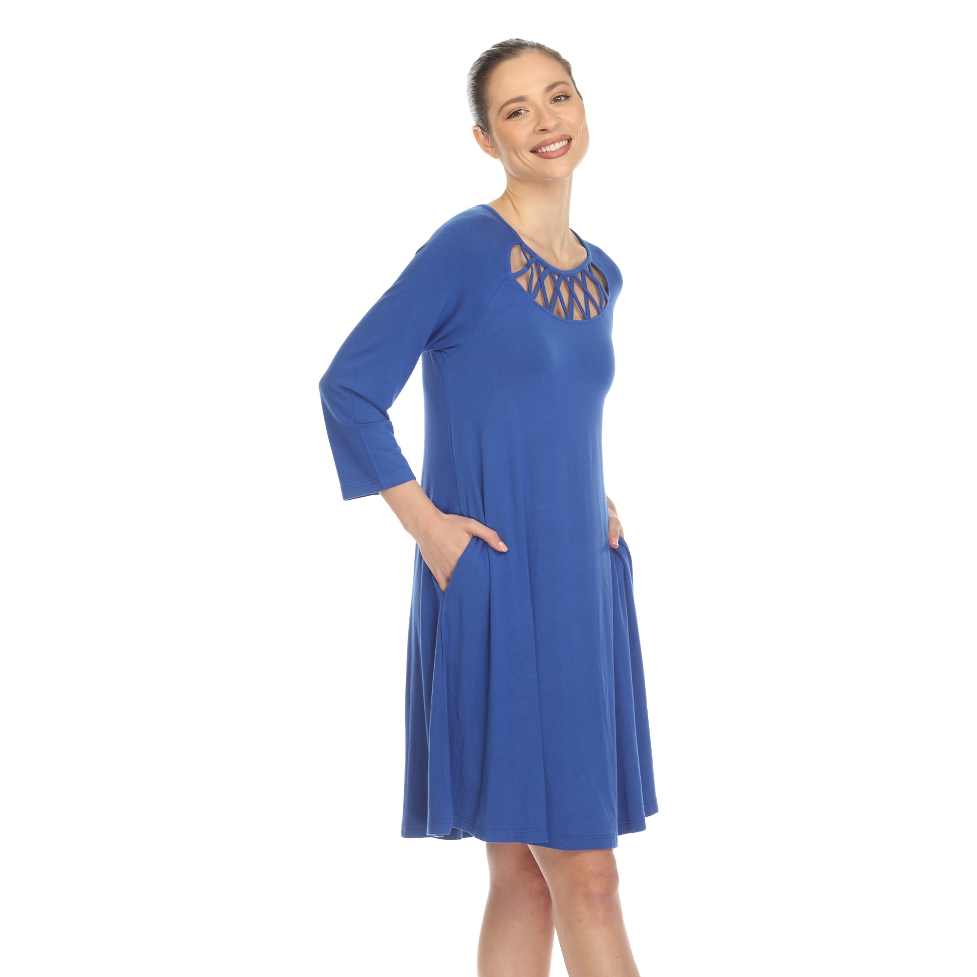  White Mark Women's Criss Cross Neckline Swing Midi Dress - XL - Bonton