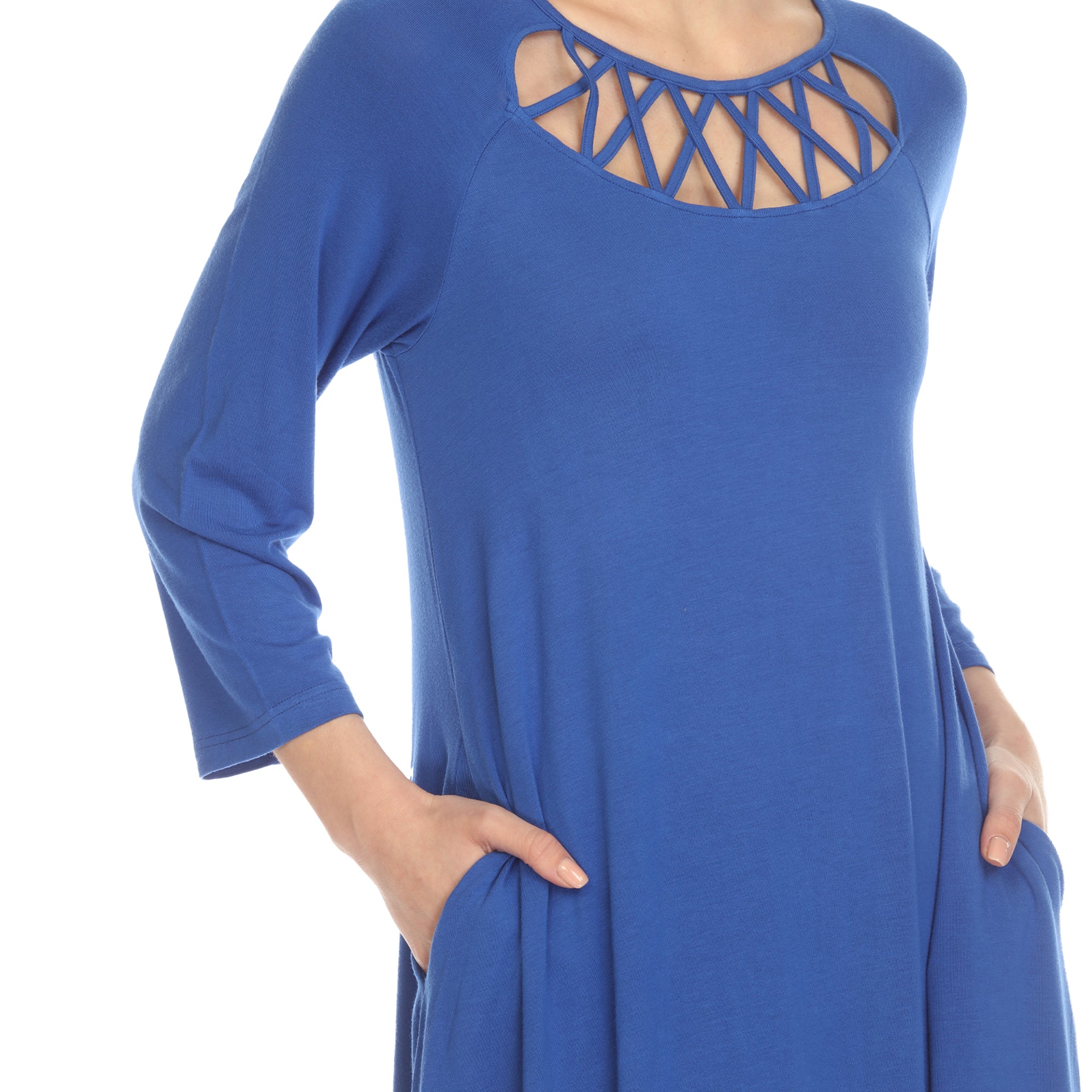  White Mark Women's Criss Cross Neckline Swing Midi Dress - XL - Bonton