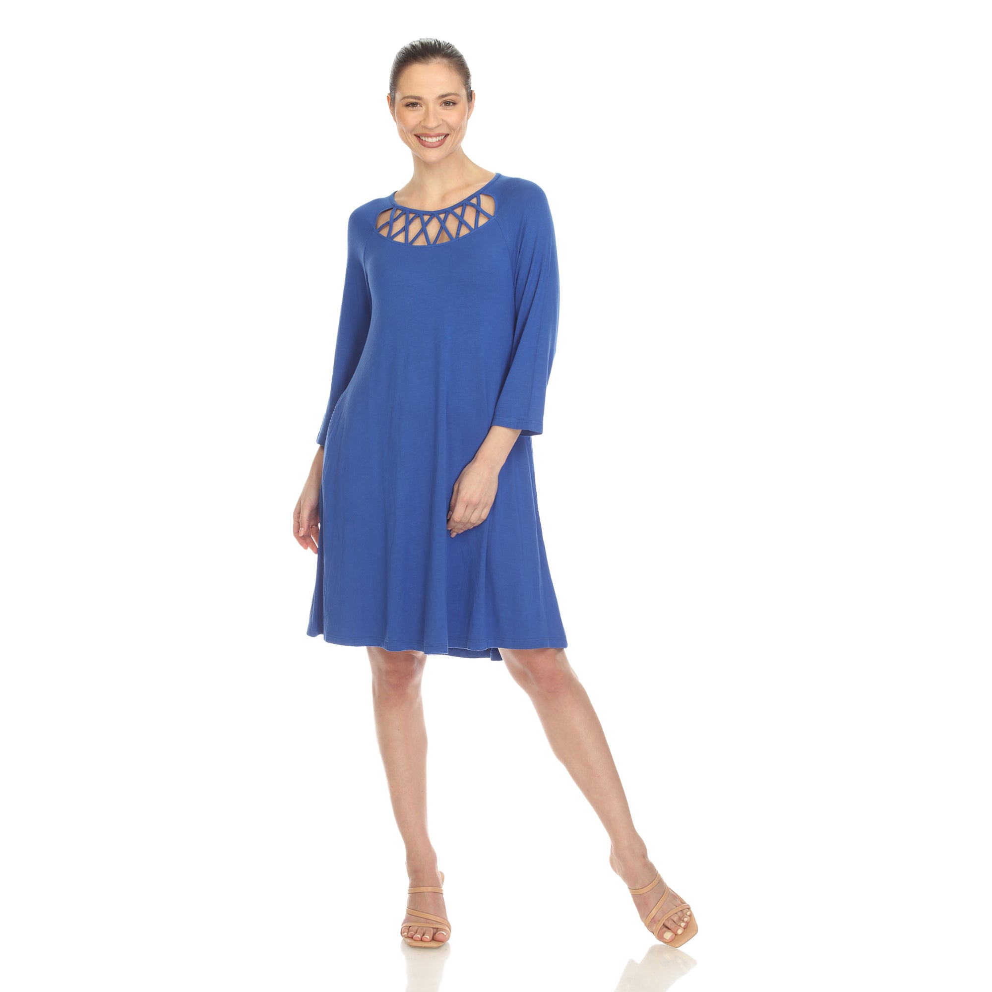  White Mark Women's Criss Cross Neckline Swing Midi Dress - XL - Bonton
