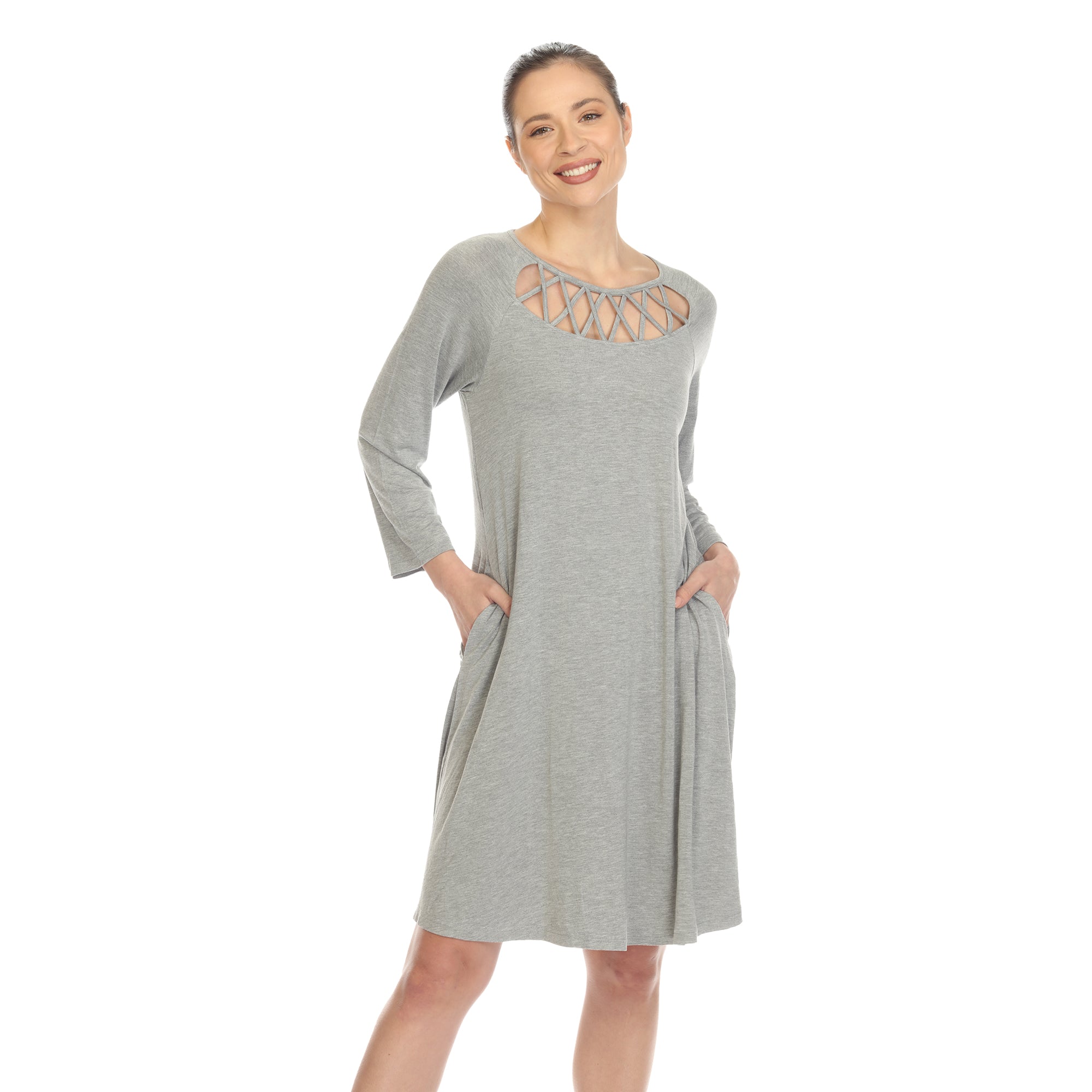  White Mark Women's Criss Cross Neckline Swing Midi Dress - XL - Bonton