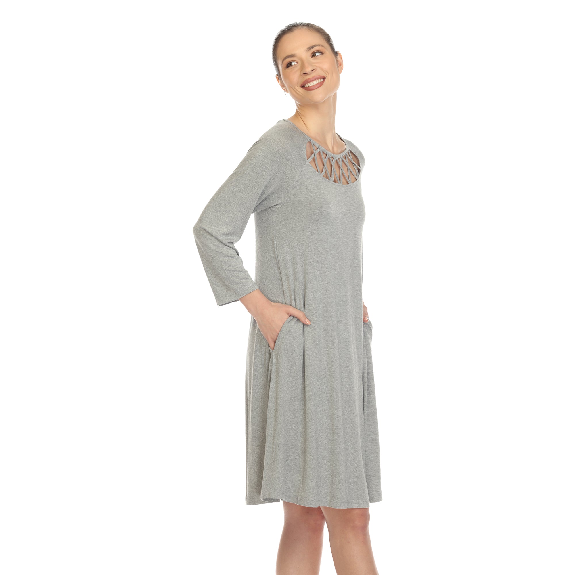  White Mark Women's Criss Cross Neckline Swing Midi Dress - XL - Bonton
