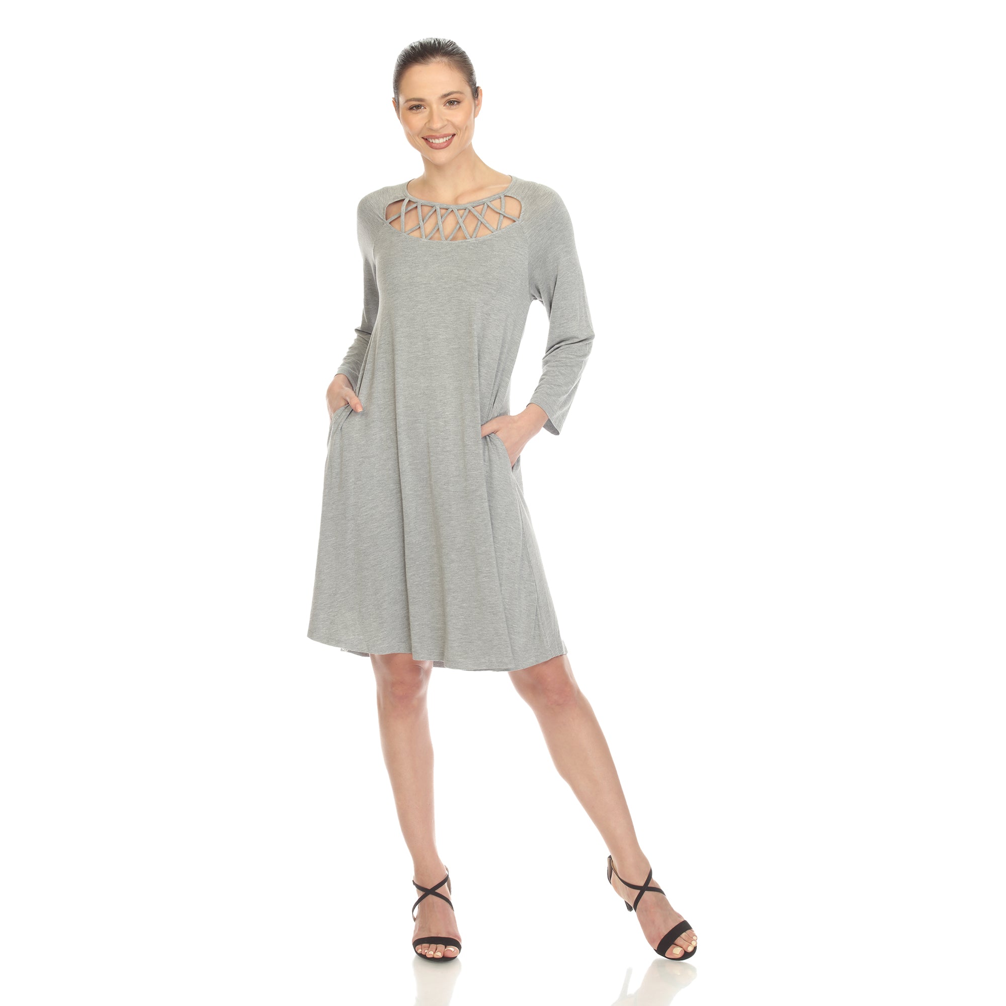  White Mark Women's Criss Cross Neckline Swing Midi Dress - XL - Bonton