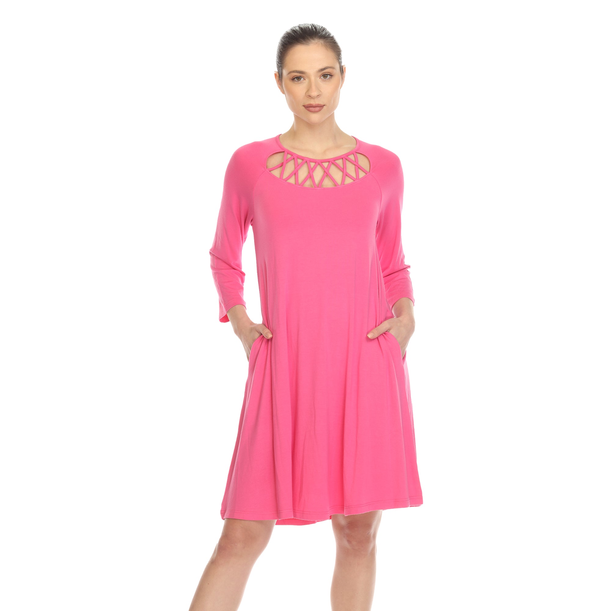  White Mark Women's Criss Cross Neckline Swing Midi Dress - XL - Bonton