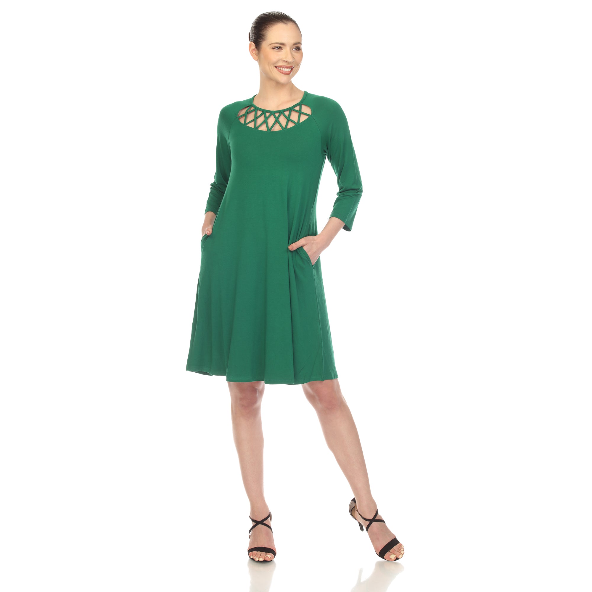  White Mark Women's Criss Cross Neckline Swing Midi Dress - XL - Bonton