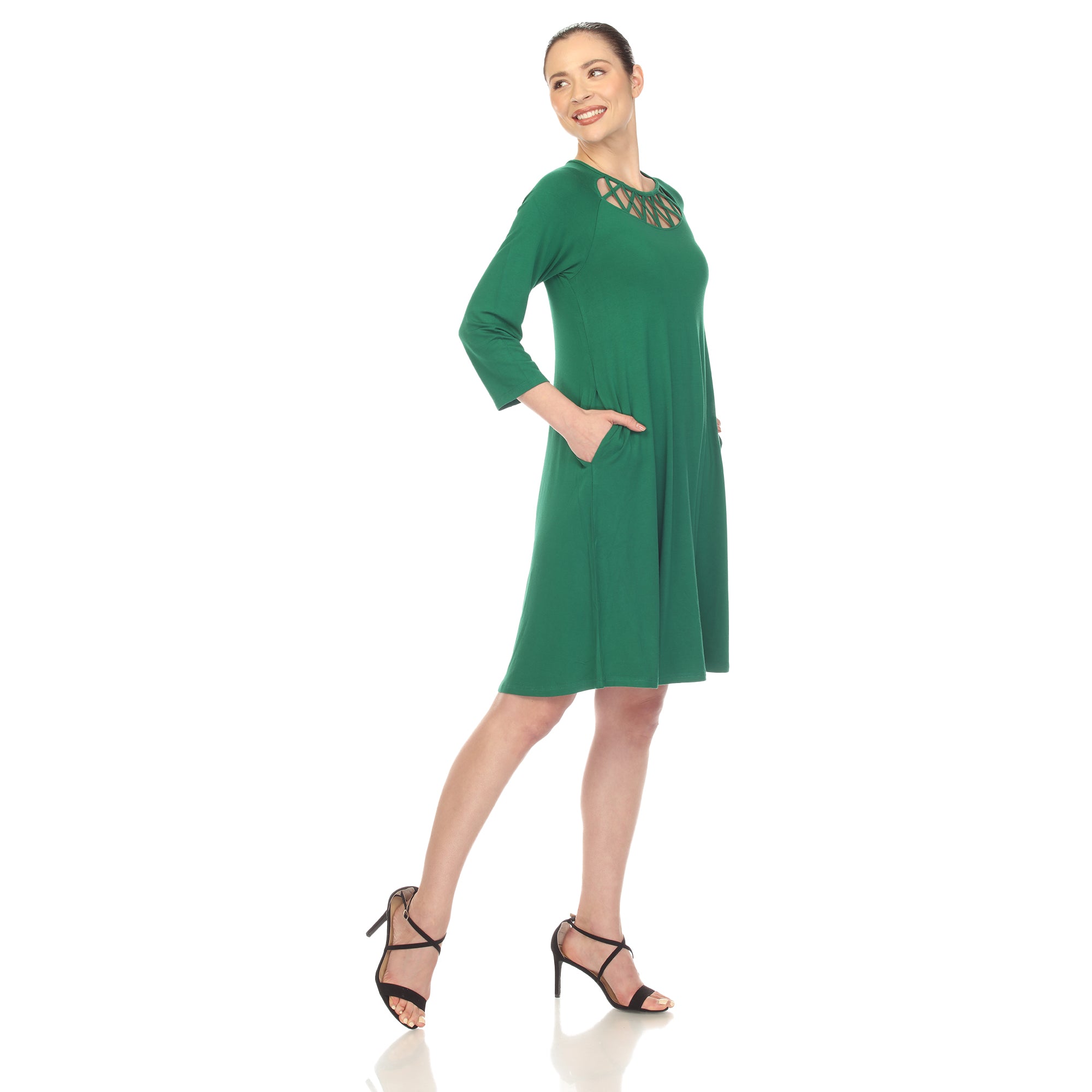  White Mark Women's Criss Cross Neckline Swing Midi Dress - XL - Bonton